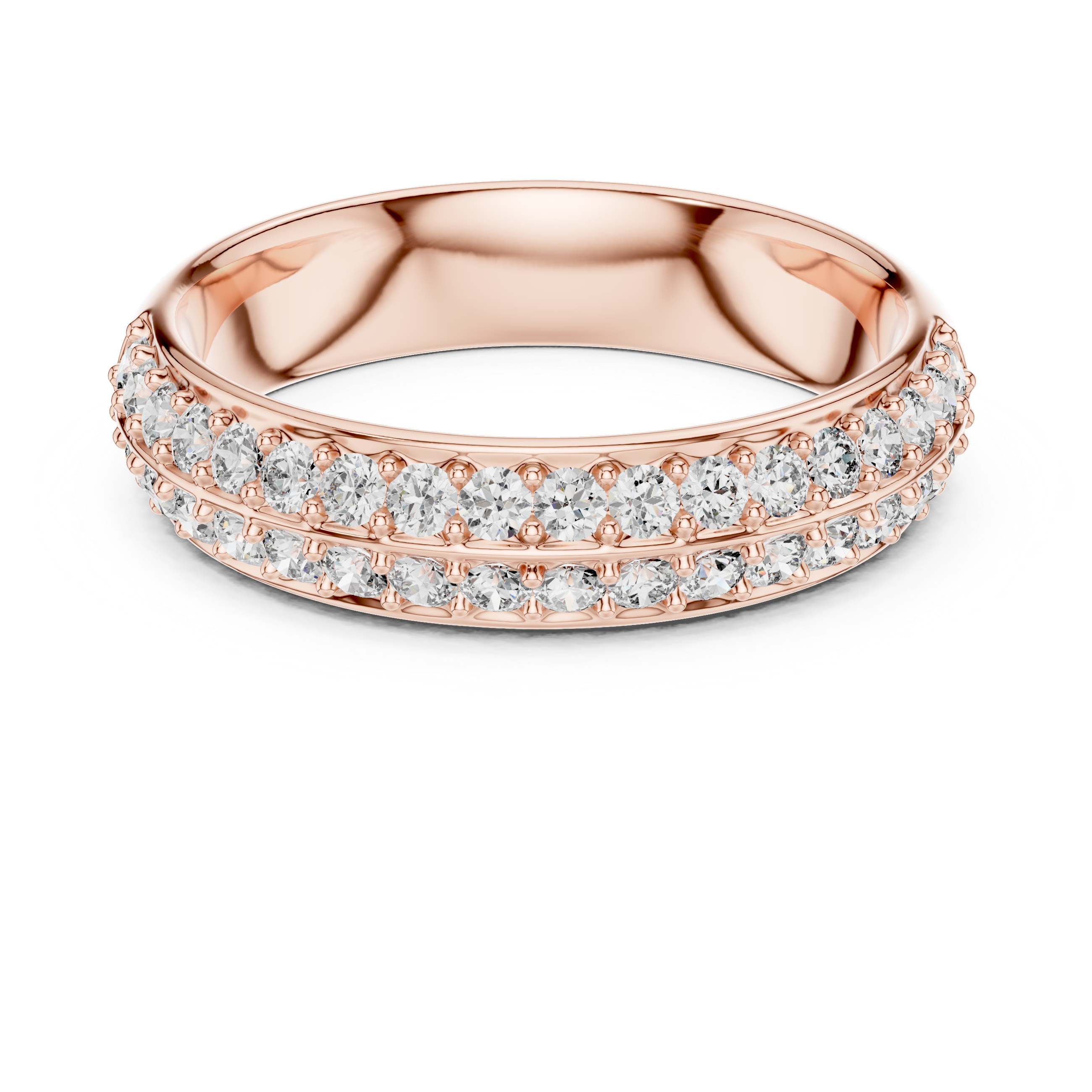 Rose Gold Double Row Diamond Ring.