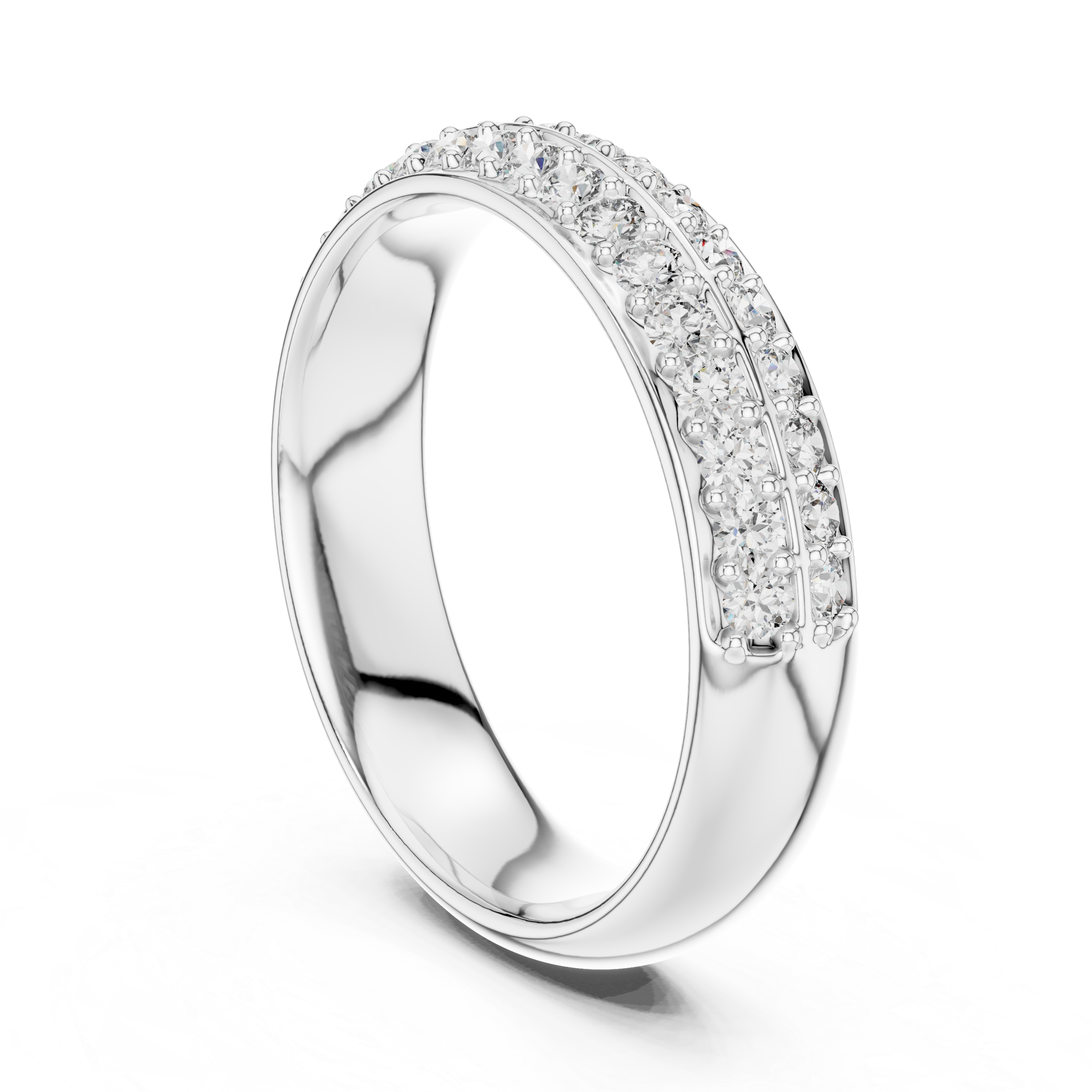 Rose Gold Double Row Diamond Ring.