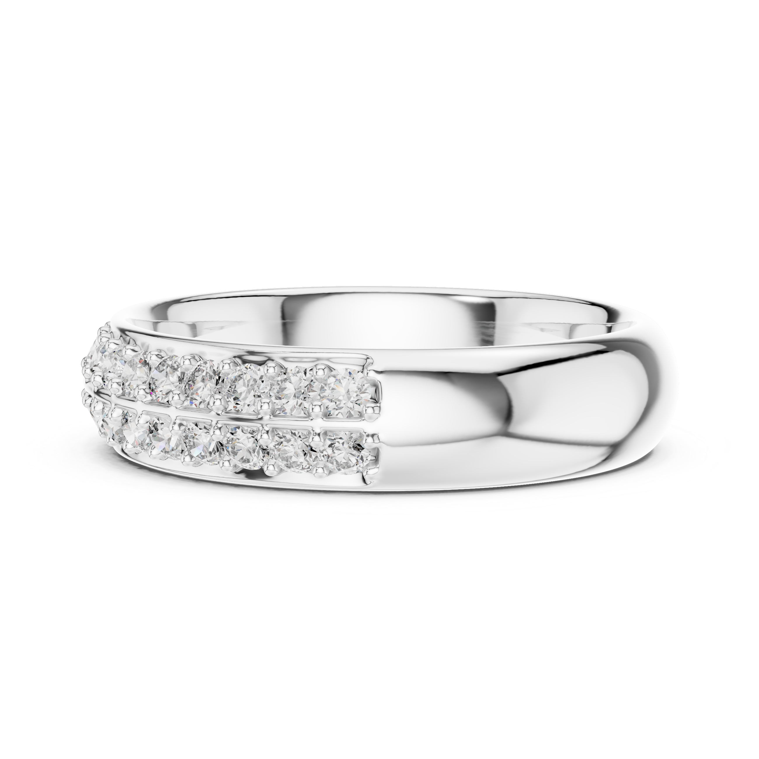 Rose Gold Double Row Diamond Ring.