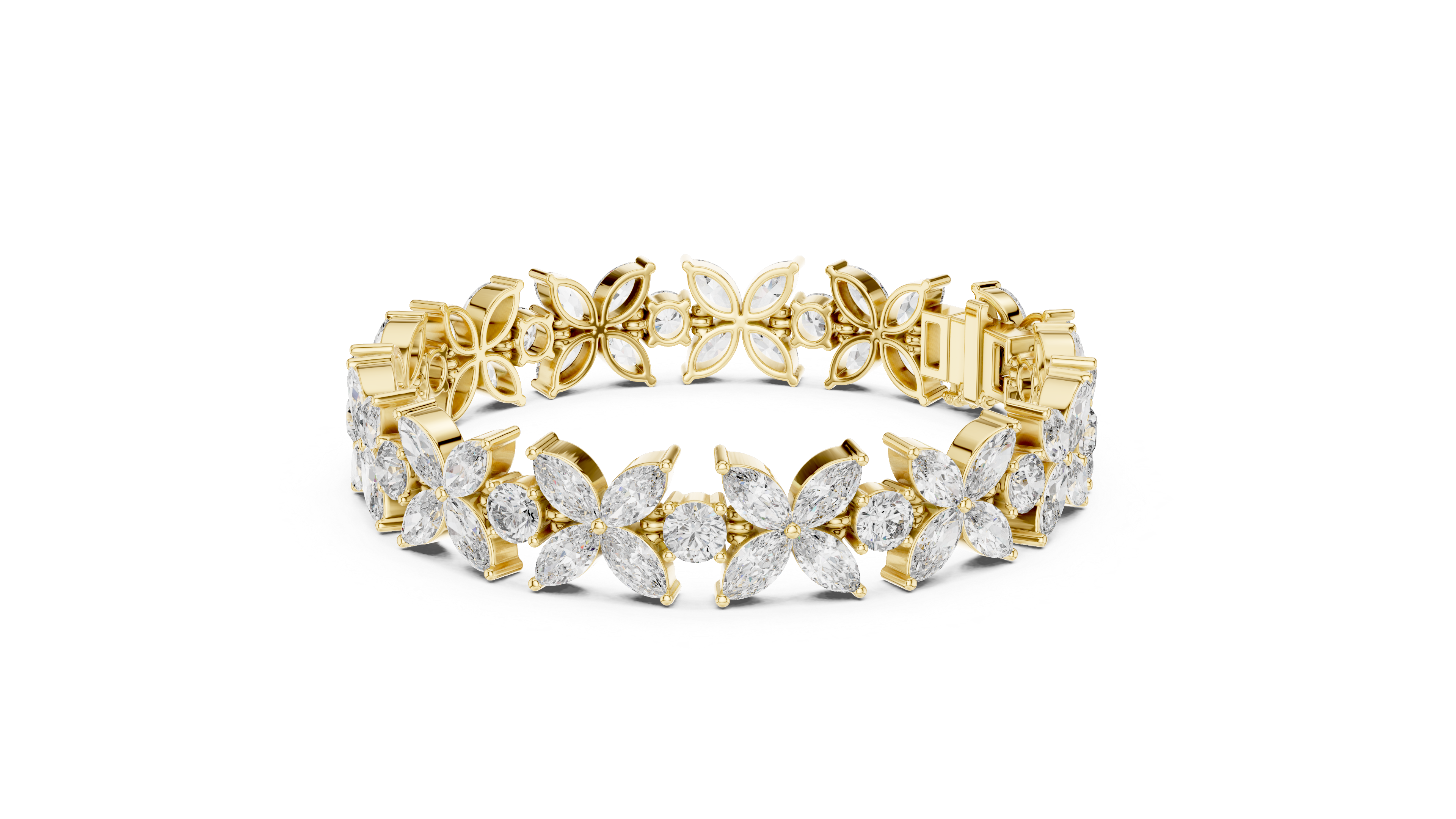 Floral Bloom Marquise Diamond Bracelet