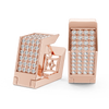 Radiant Grid Gold & Diamond Huggie Earrings