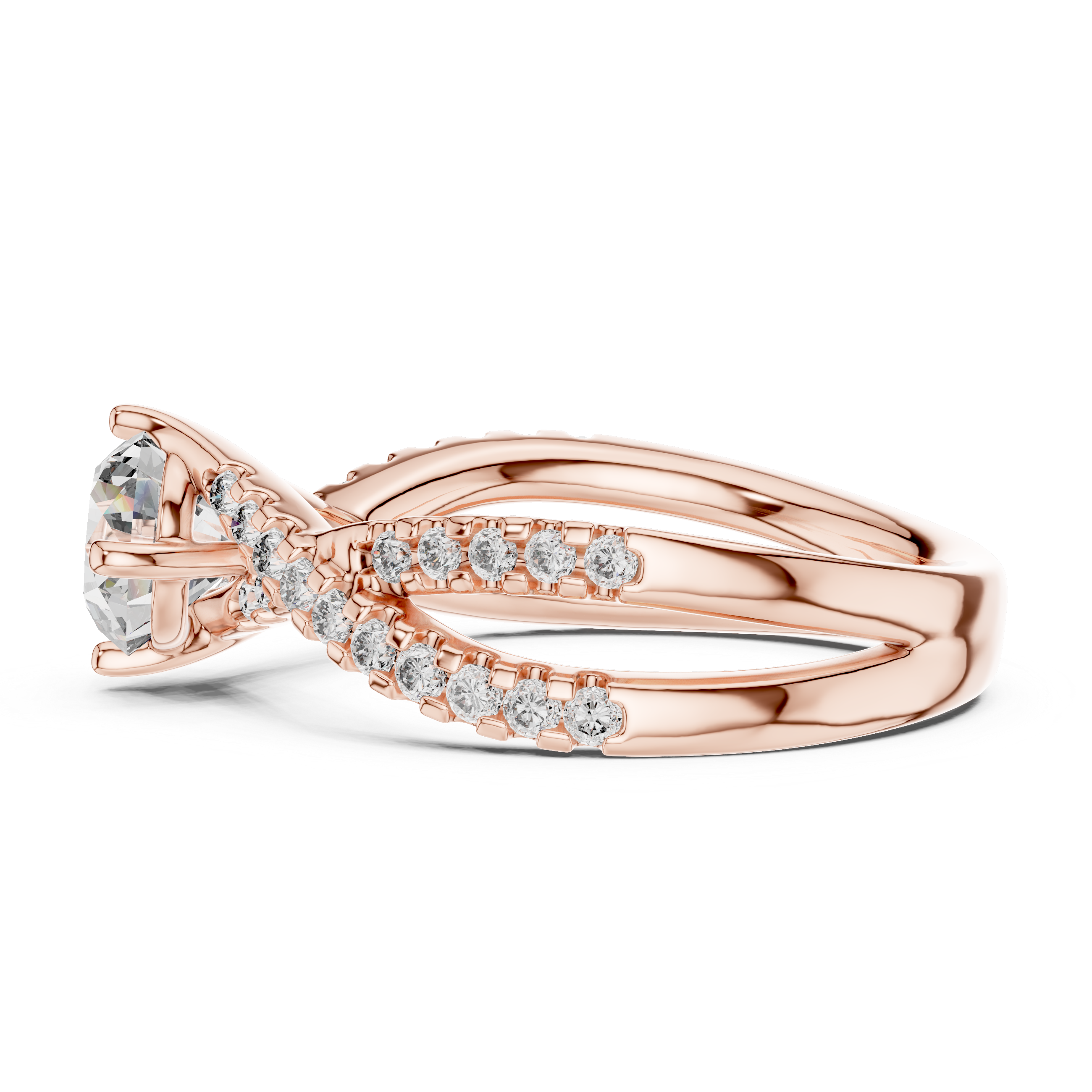 Elegant Gold Diamond Engagement Ring with Split Shank Design