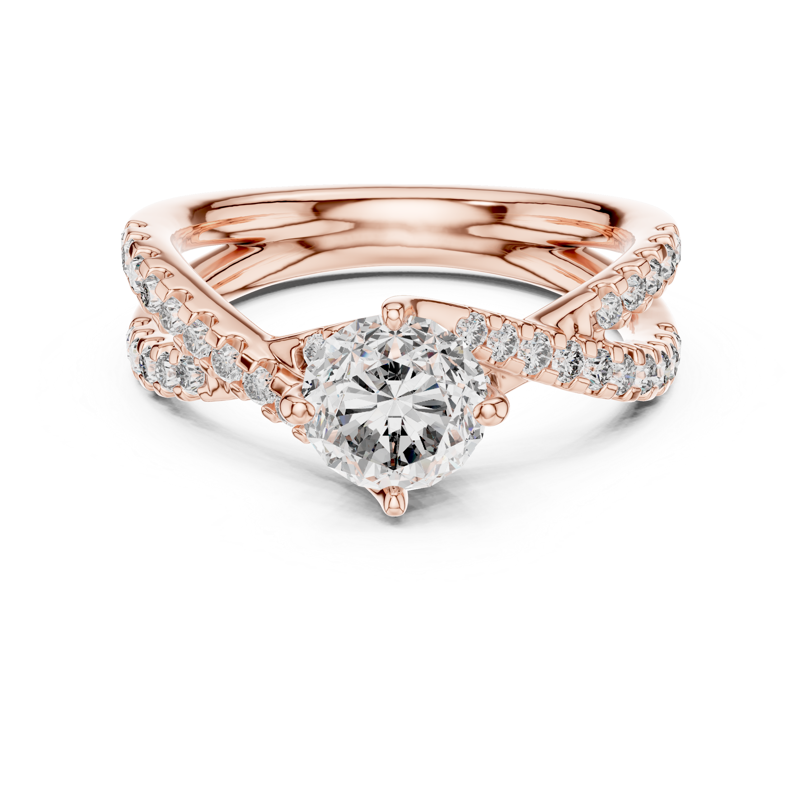 Elegant Gold Diamond Engagement Ring with Split Shank Design