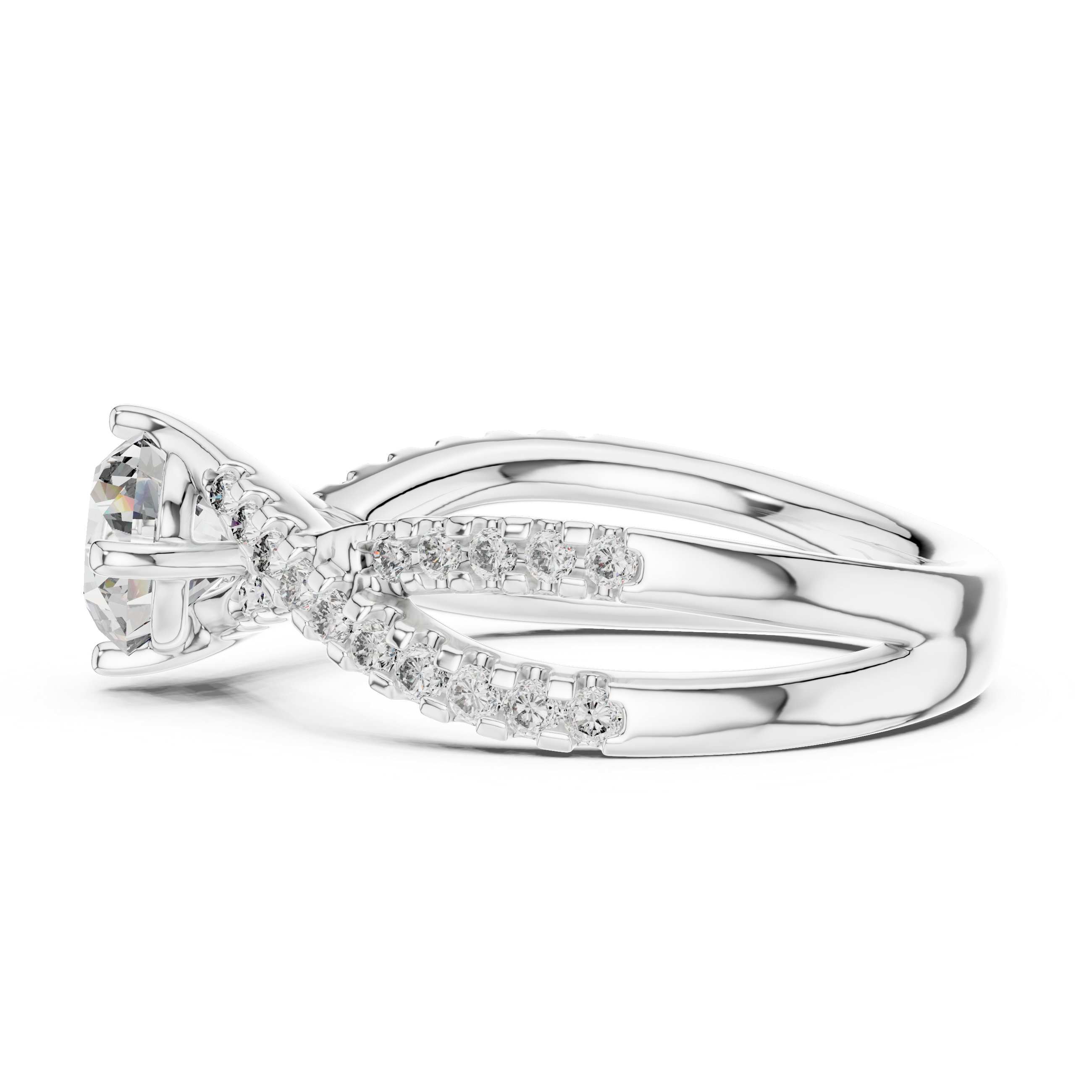 Elegant Gold Diamond Engagement Ring with Split Shank Design