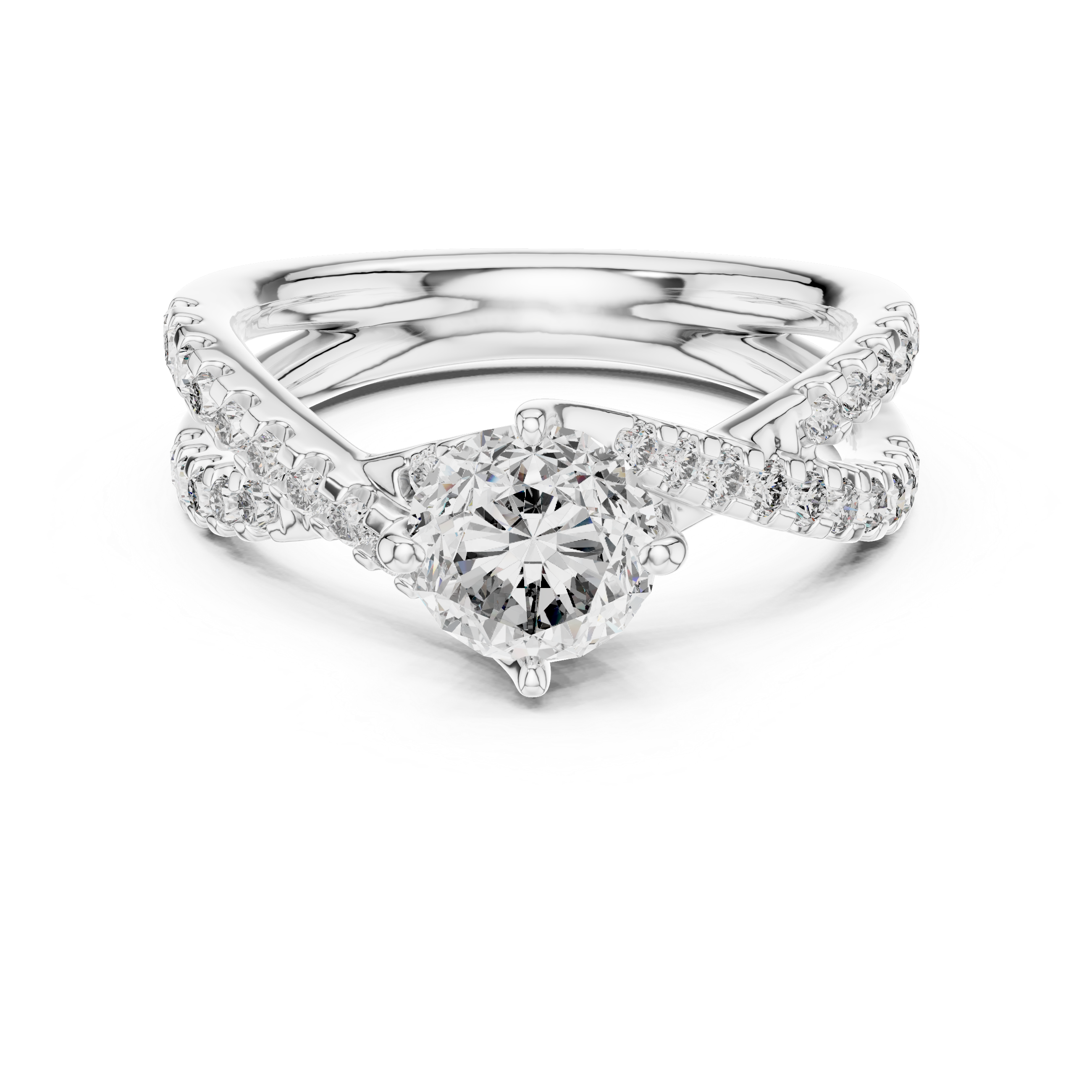 Elegant Gold Diamond Engagement Ring with Split Shank Design