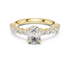 Yellow Gold Oval Diamond Engagement Ring with Pavé Band