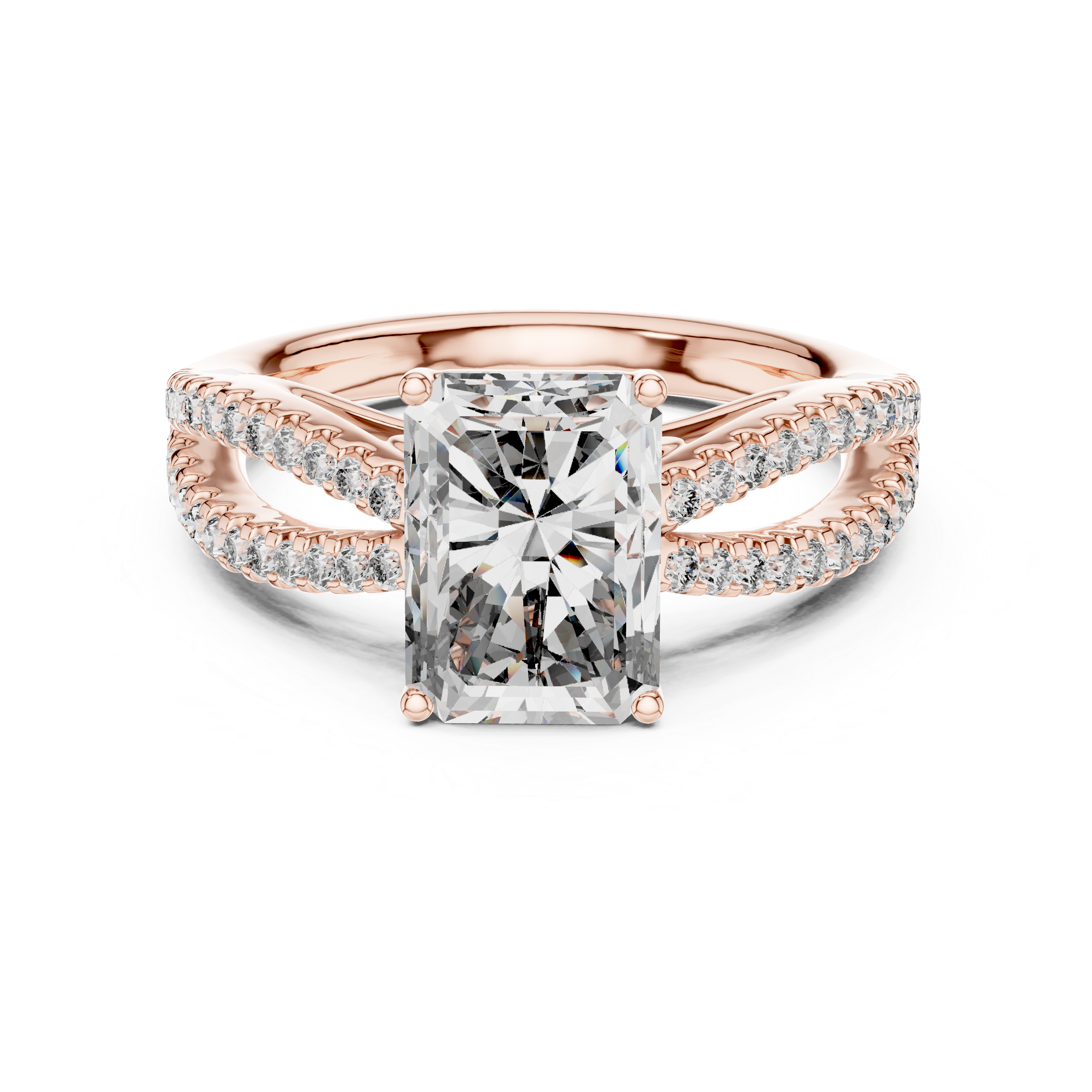 Elegant Rose Gold Engagement Ring with Split Shank Diamond Accents