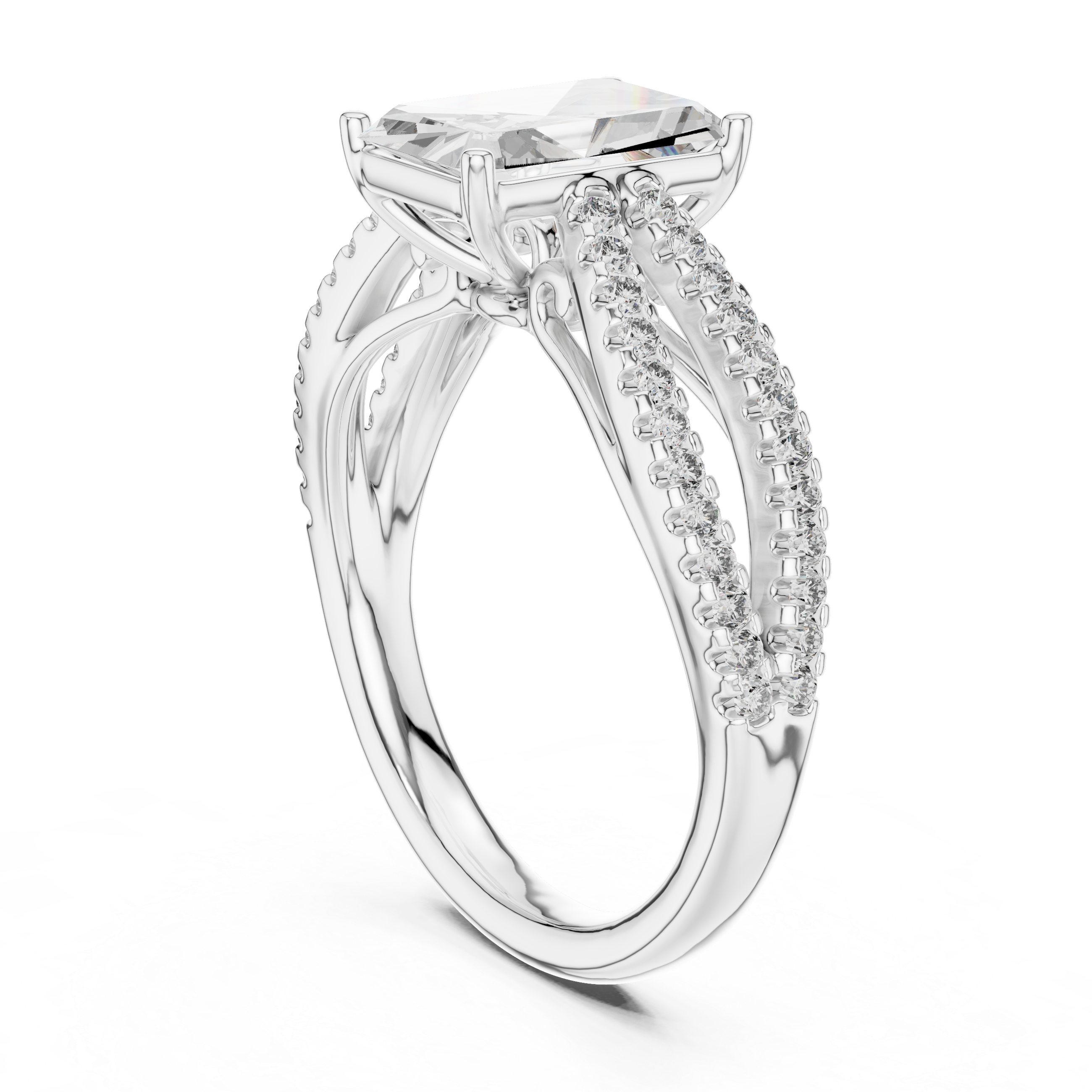 Elegant Rose Gold Engagement Ring with Split Shank Diamond Accents