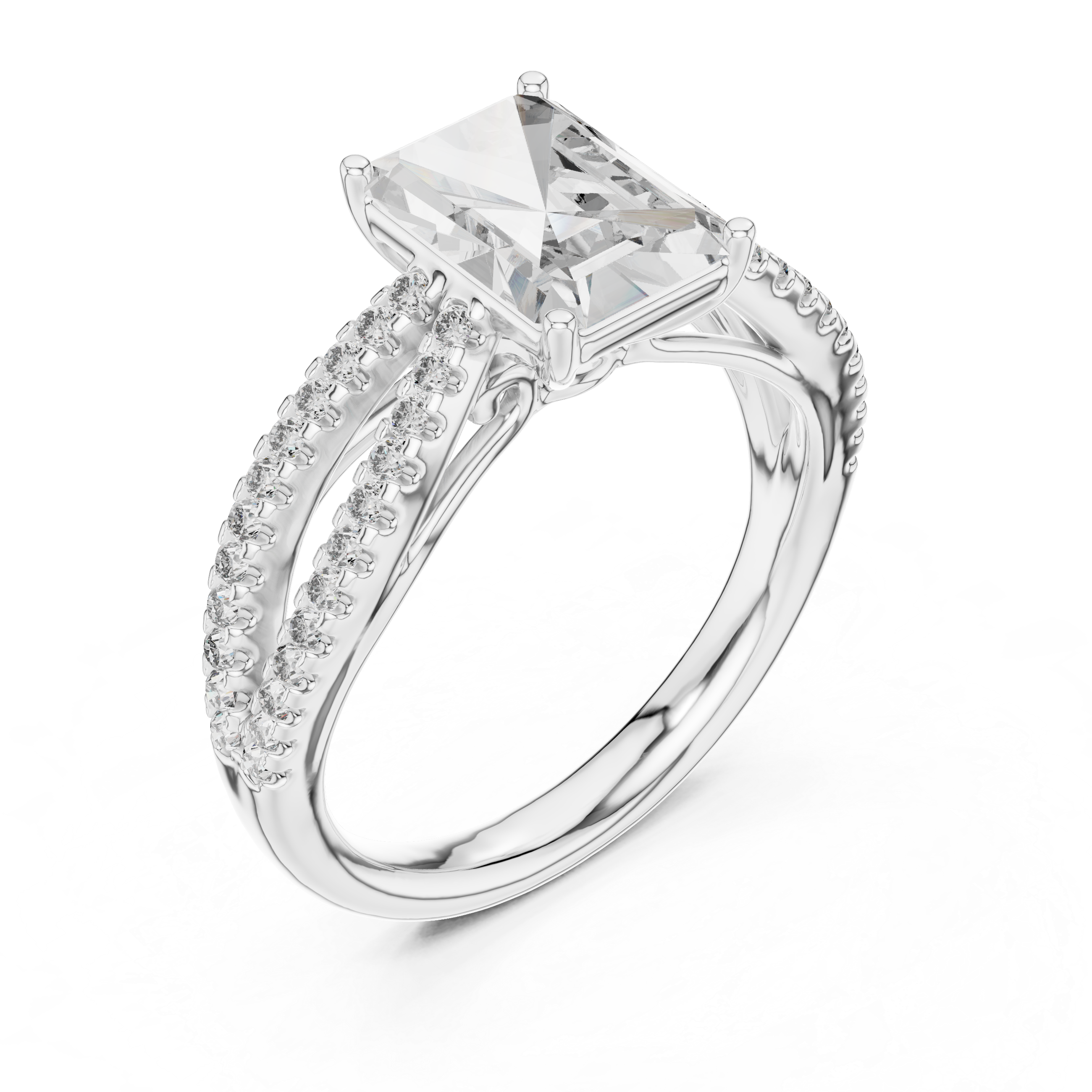 Elegant Rose Gold Engagement Ring with Split Shank Diamond Accents