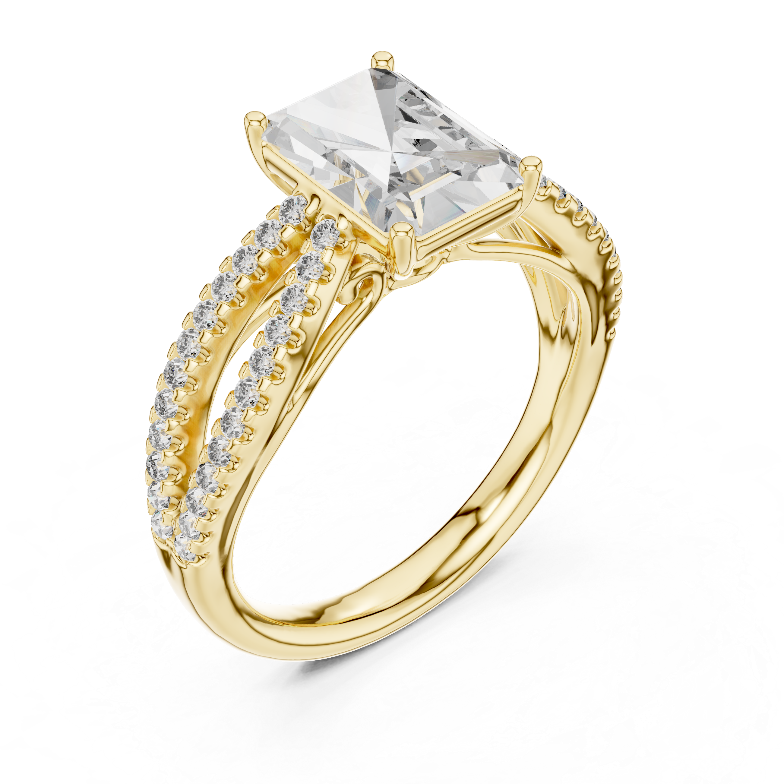 Elegant Rose Gold Engagement Ring with Split Shank Diamond Accents