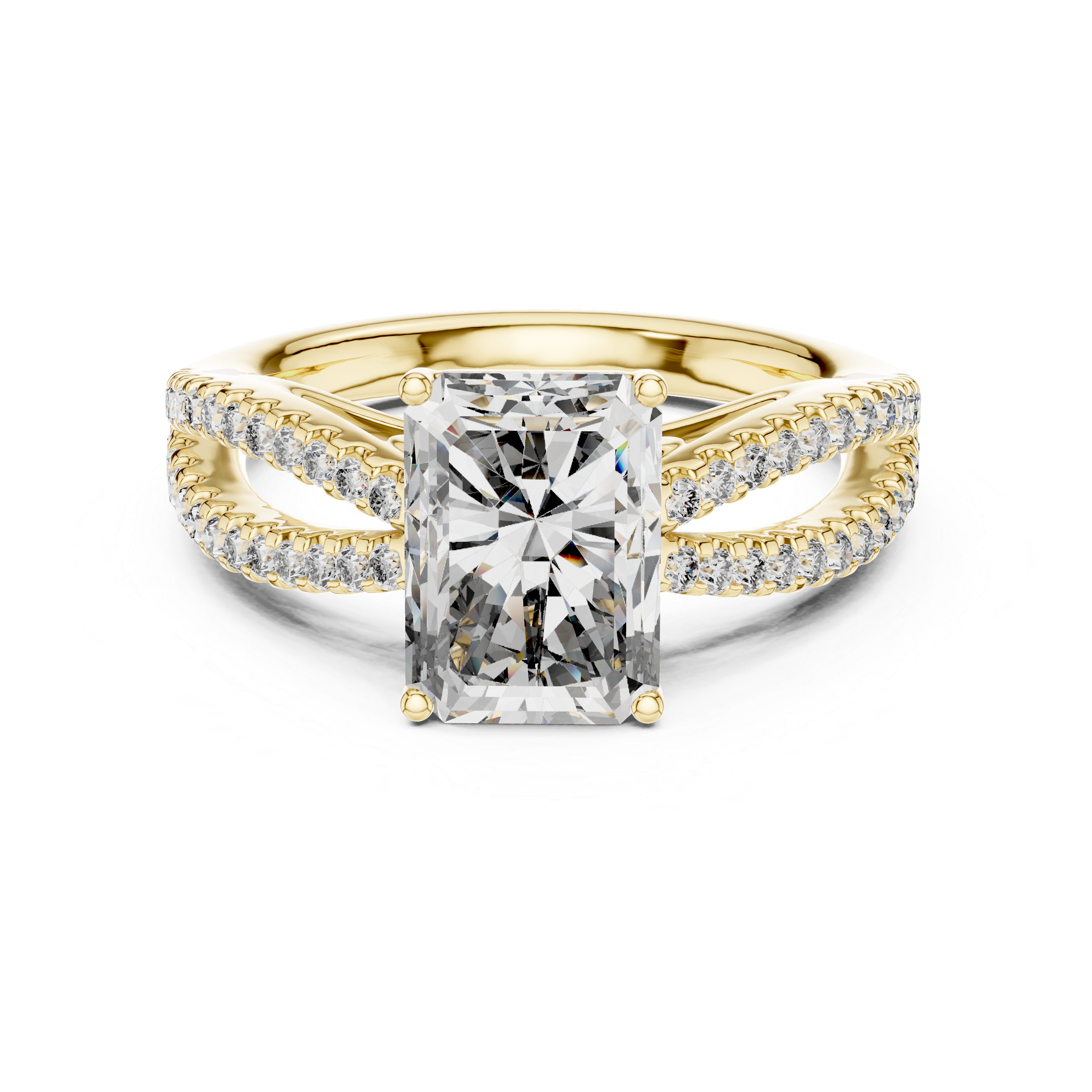 Elegant Rose Gold Engagement Ring with Split Shank Diamond Accents
