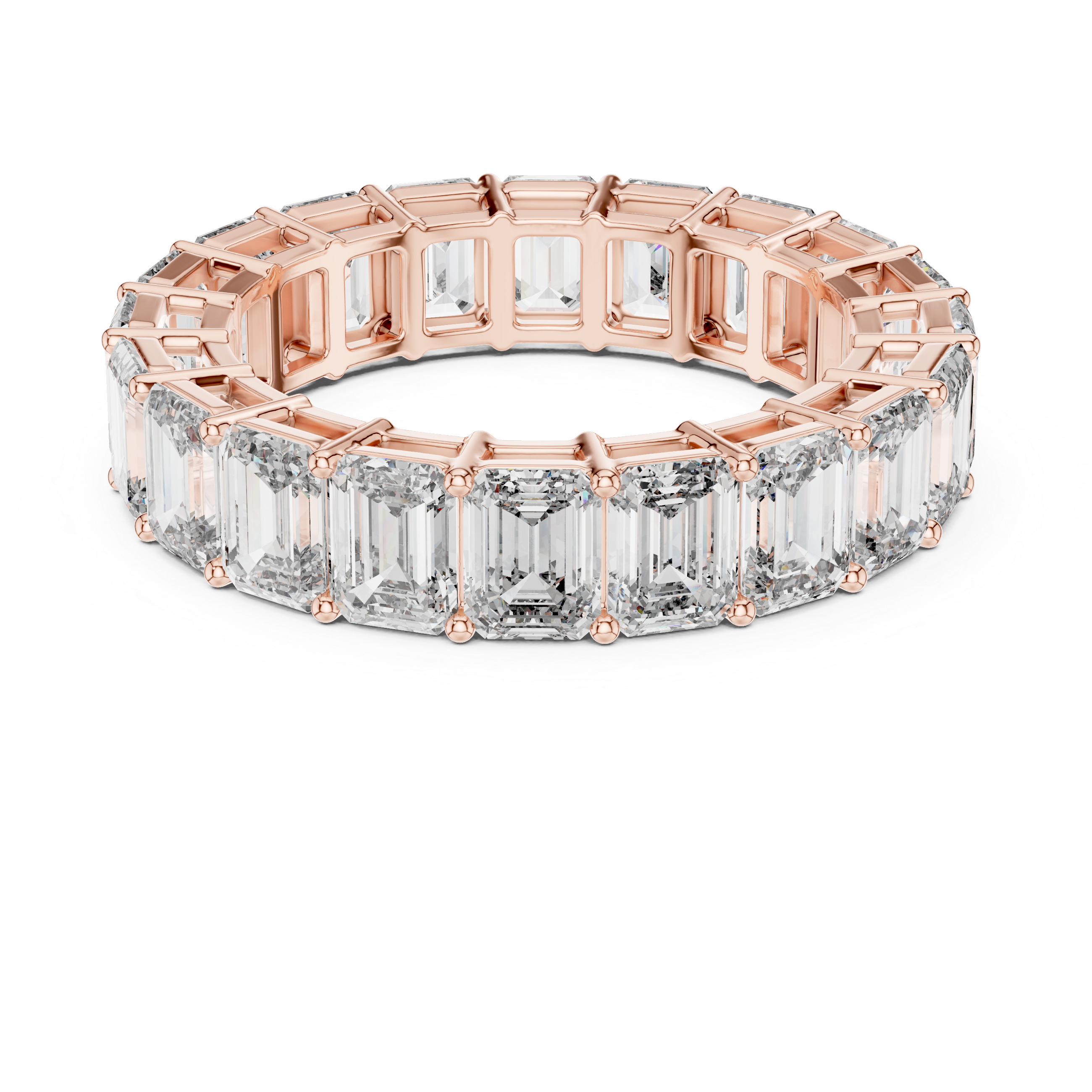 Radiant Elegance – Emerald-Cut Diamond Eternity Band in Yellow Gold
