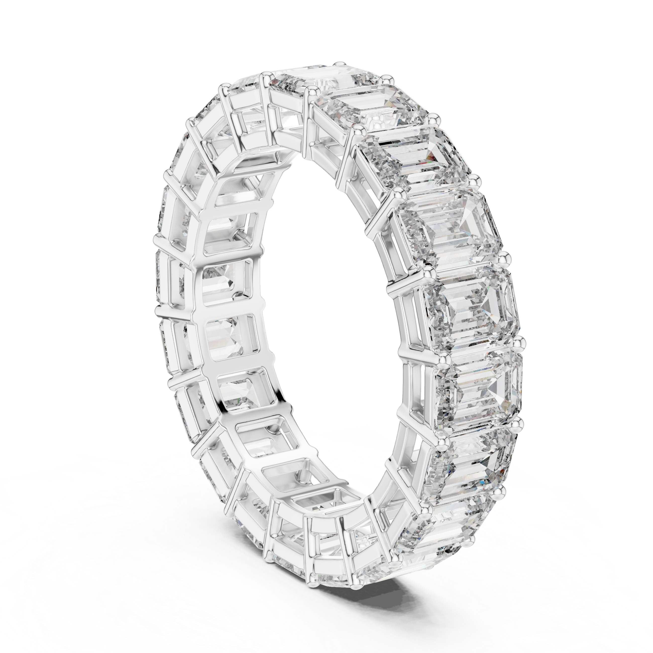 Radiant Elegance – Emerald-Cut Diamond Eternity Band in Yellow Gold