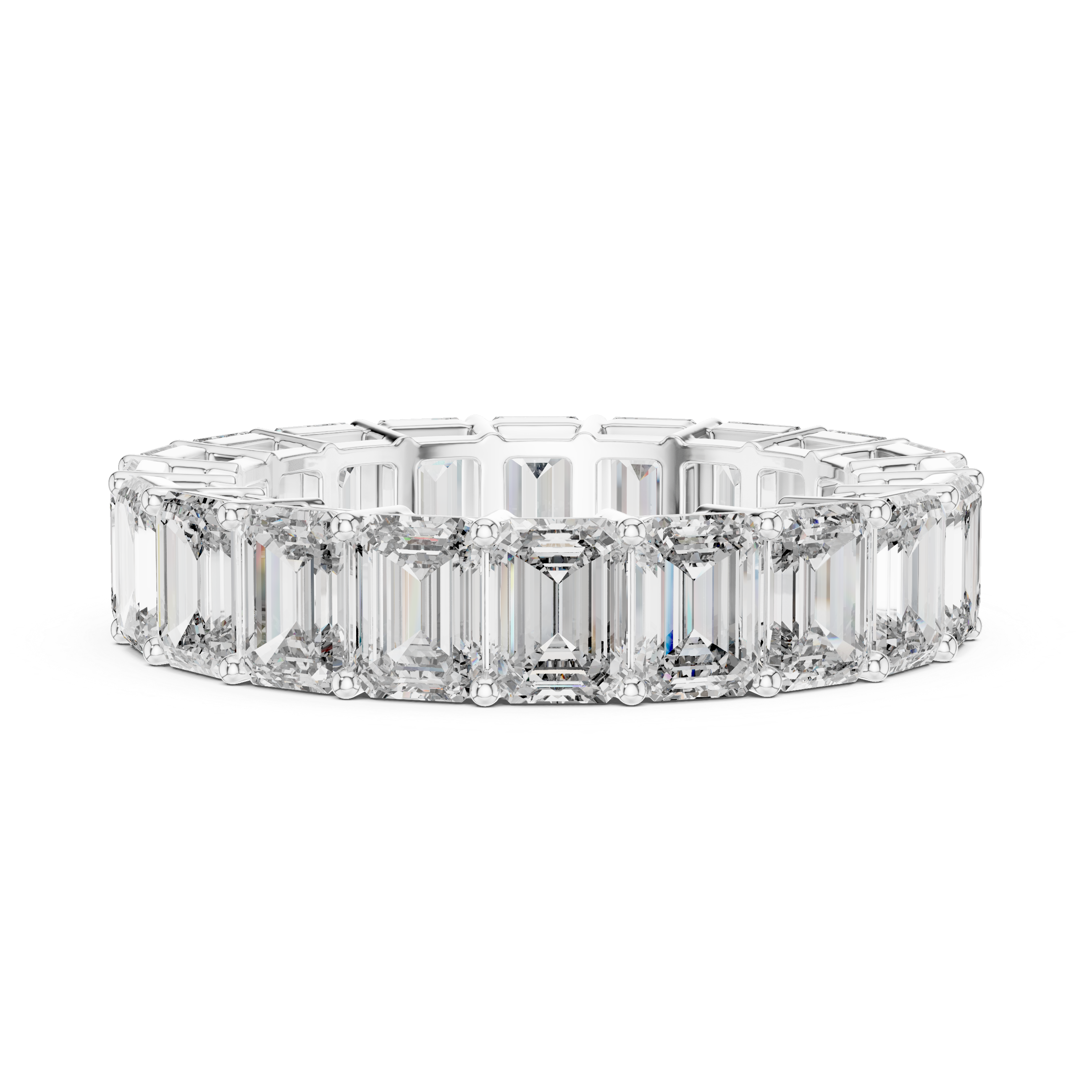 Radiant Elegance – Emerald-Cut Diamond Eternity Band in Yellow Gold