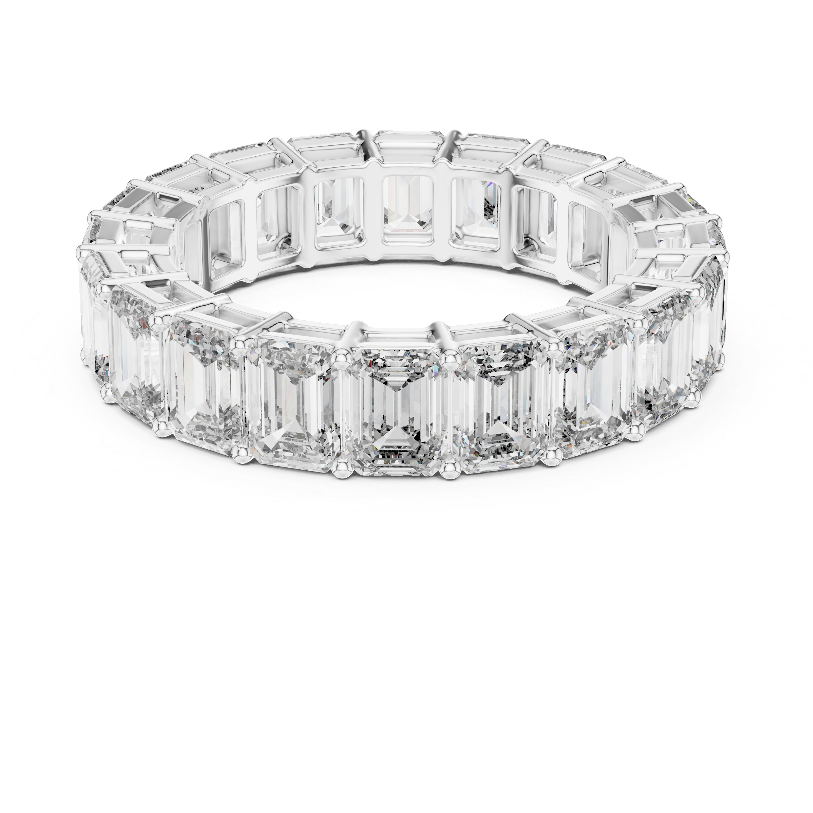 Radiant Elegance – Emerald-Cut Diamond Eternity Band in Yellow Gold