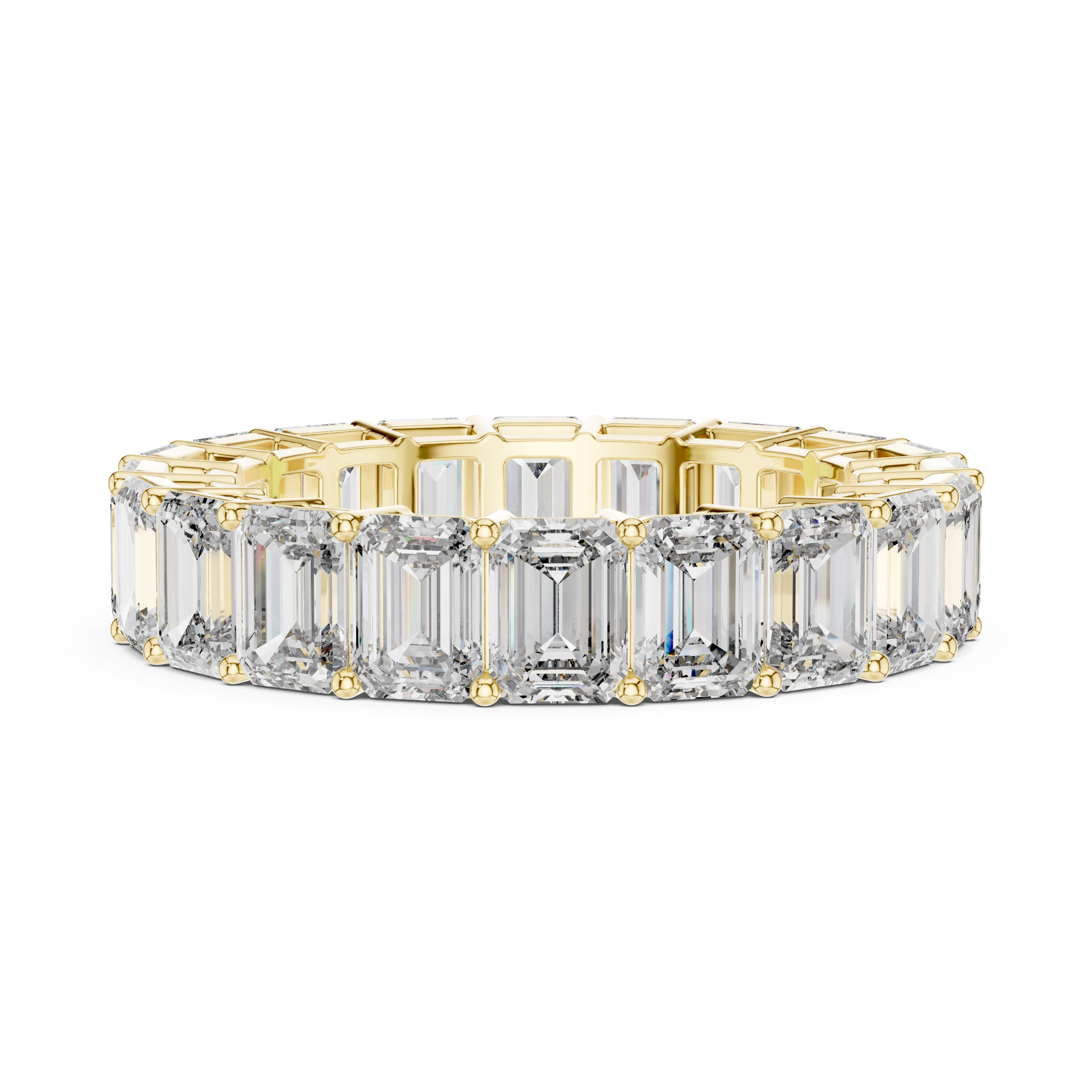 Radiant Elegance – Emerald-Cut Diamond Eternity Band in Yellow Gold