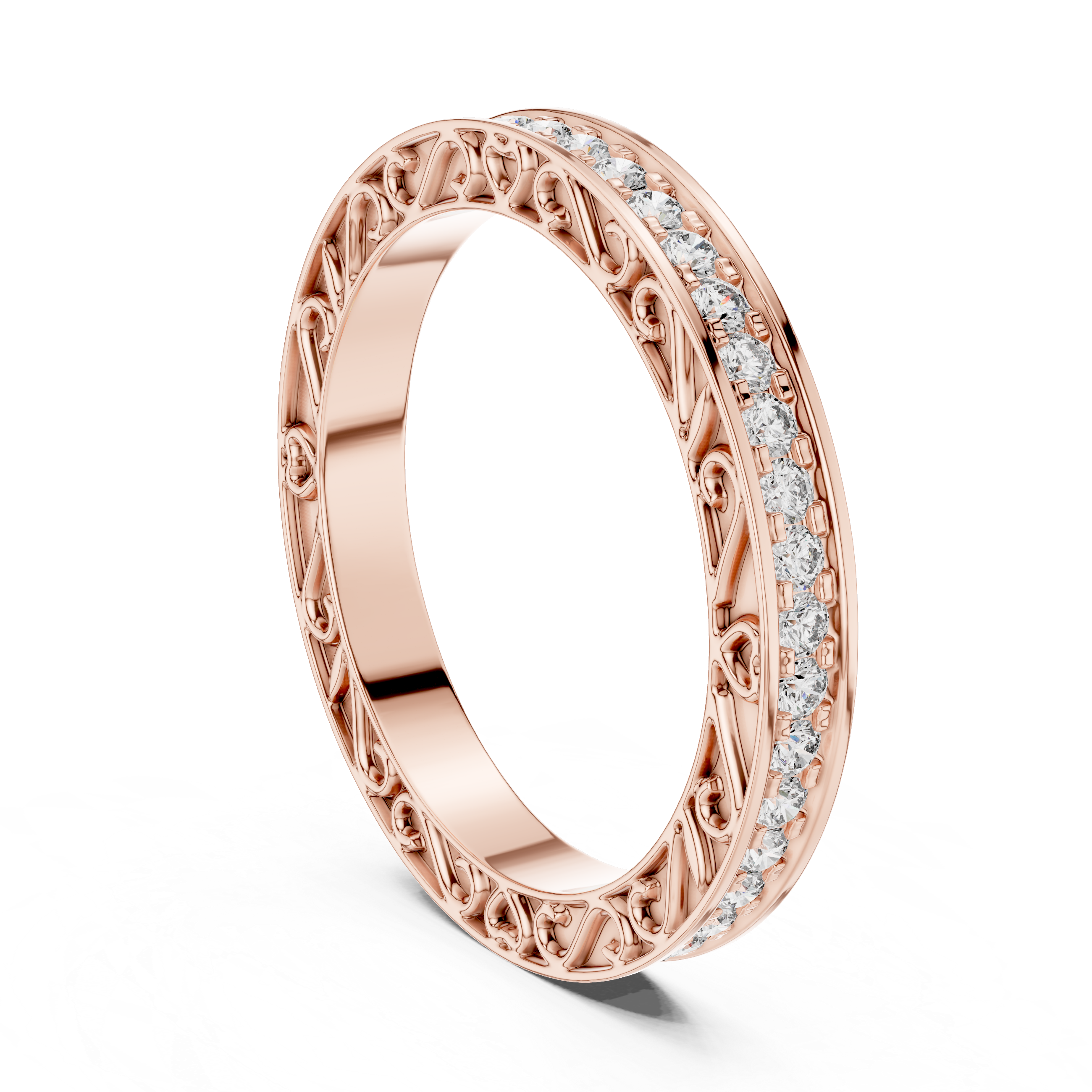 Elegant Vintage-Inspired Gold Diamond Eternity Band