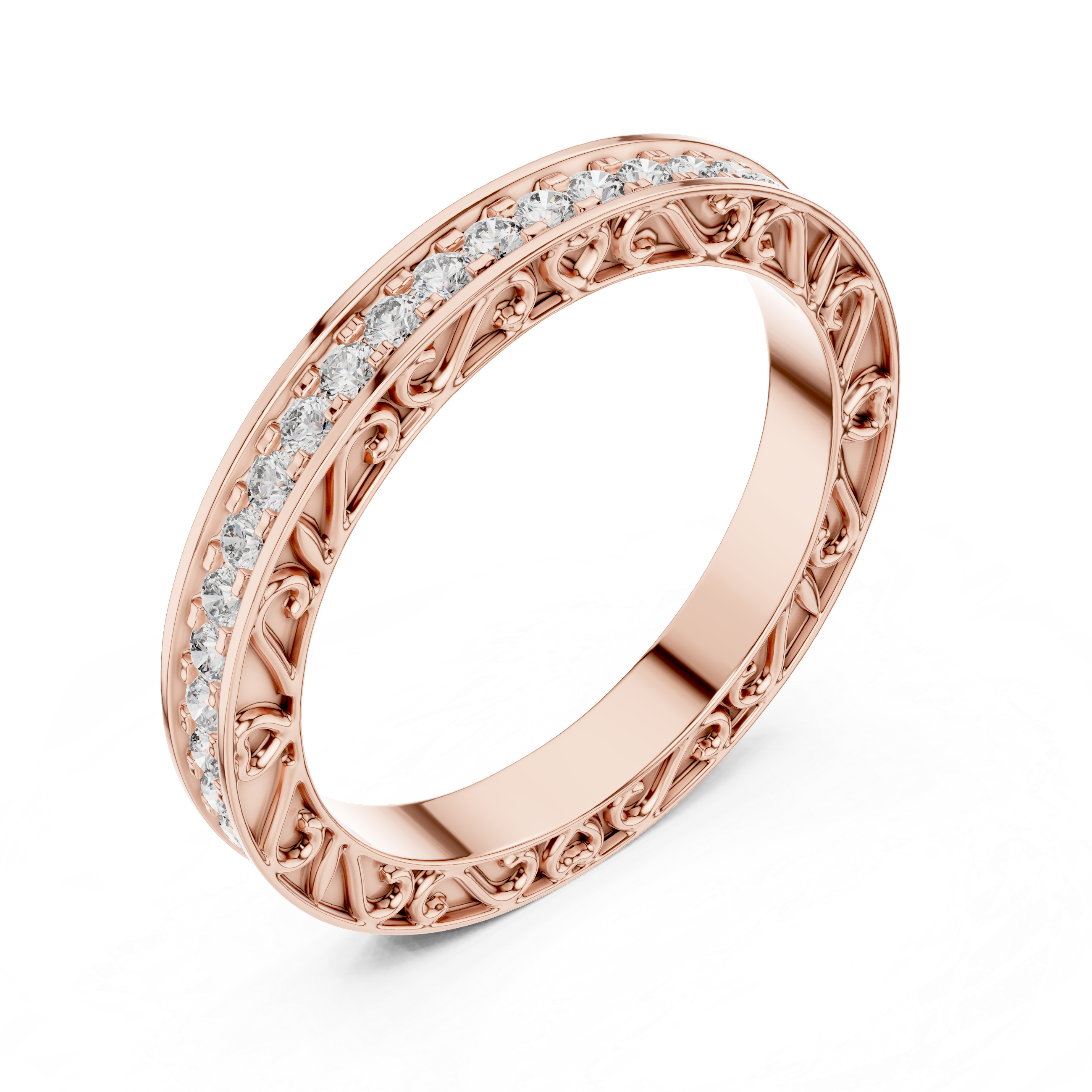 Elegant Vintage-Inspired Gold Diamond Eternity Band