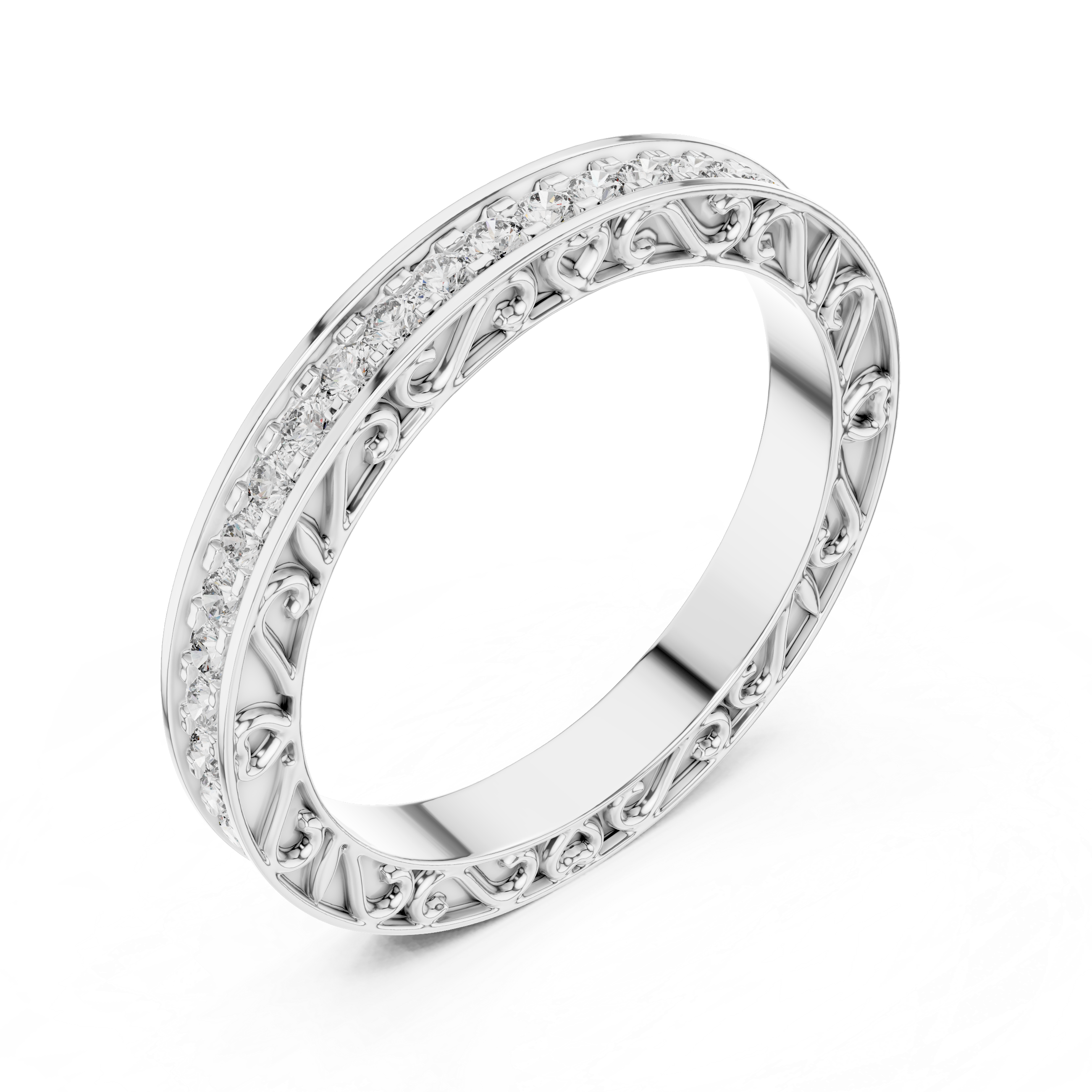Elegant Vintage-Inspired Gold Diamond Eternity Band