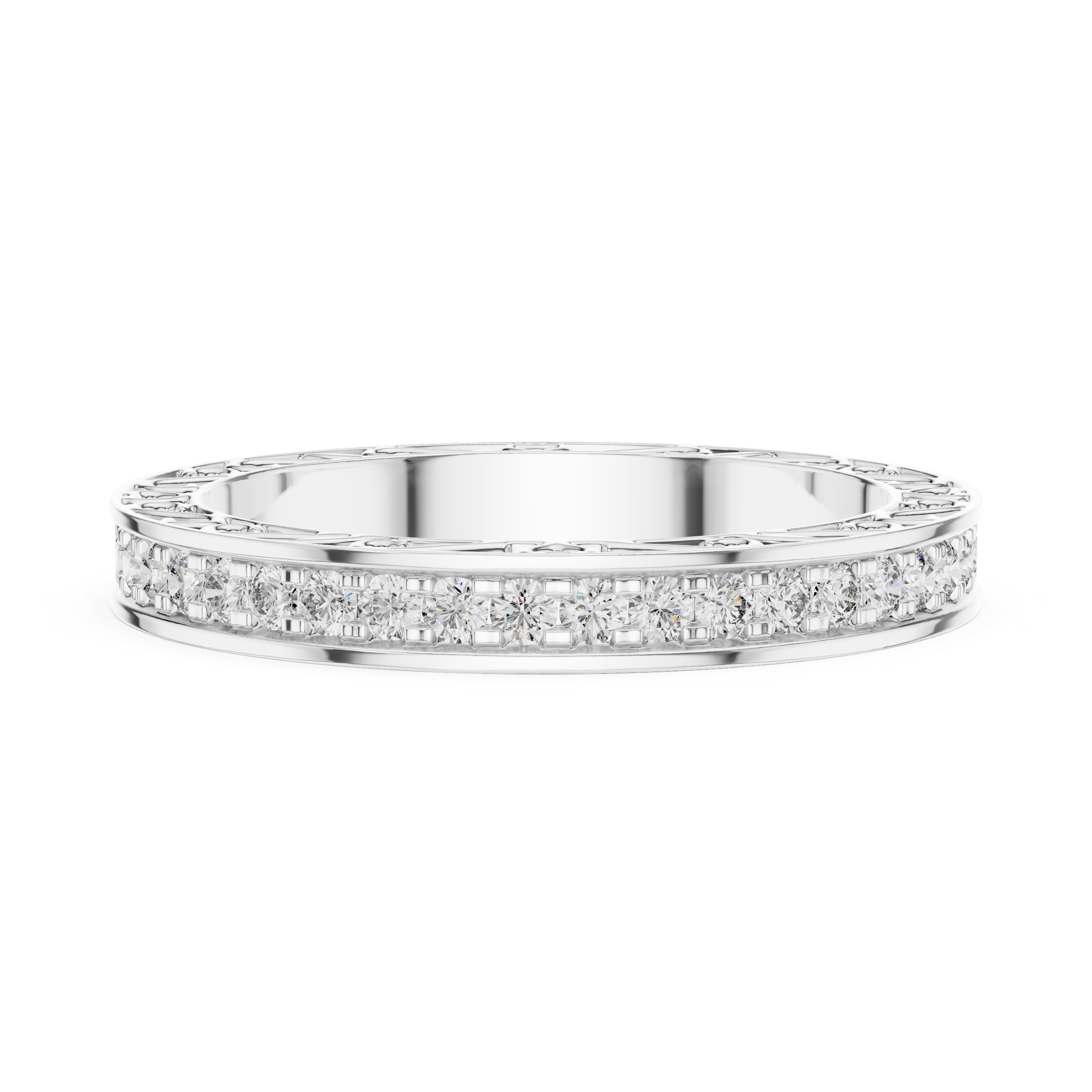 Elegant Vintage-Inspired Gold Diamond Eternity Band