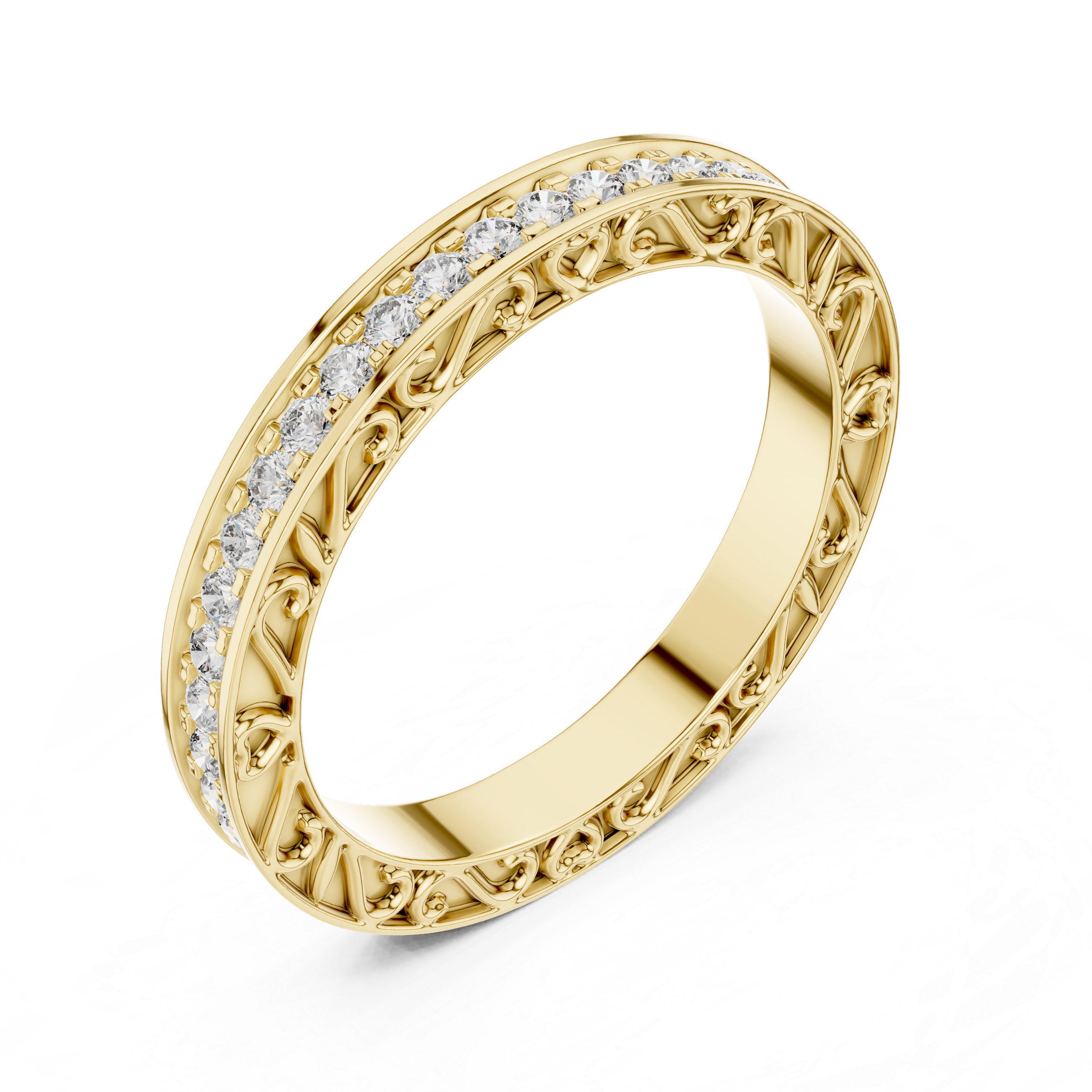 Elegant Vintage-Inspired Gold Diamond Eternity Band