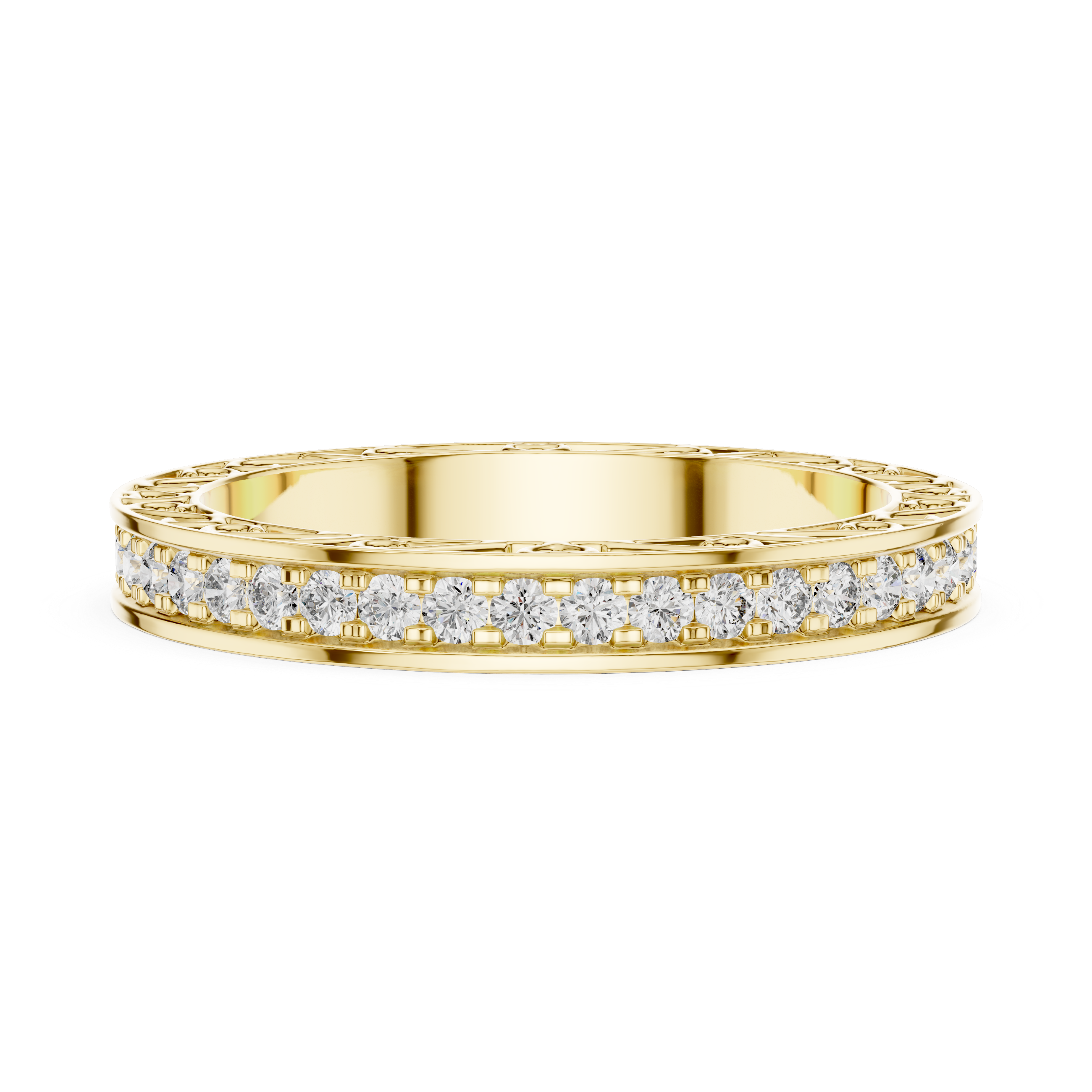 Elegant Vintage-Inspired Gold Diamond Eternity Band