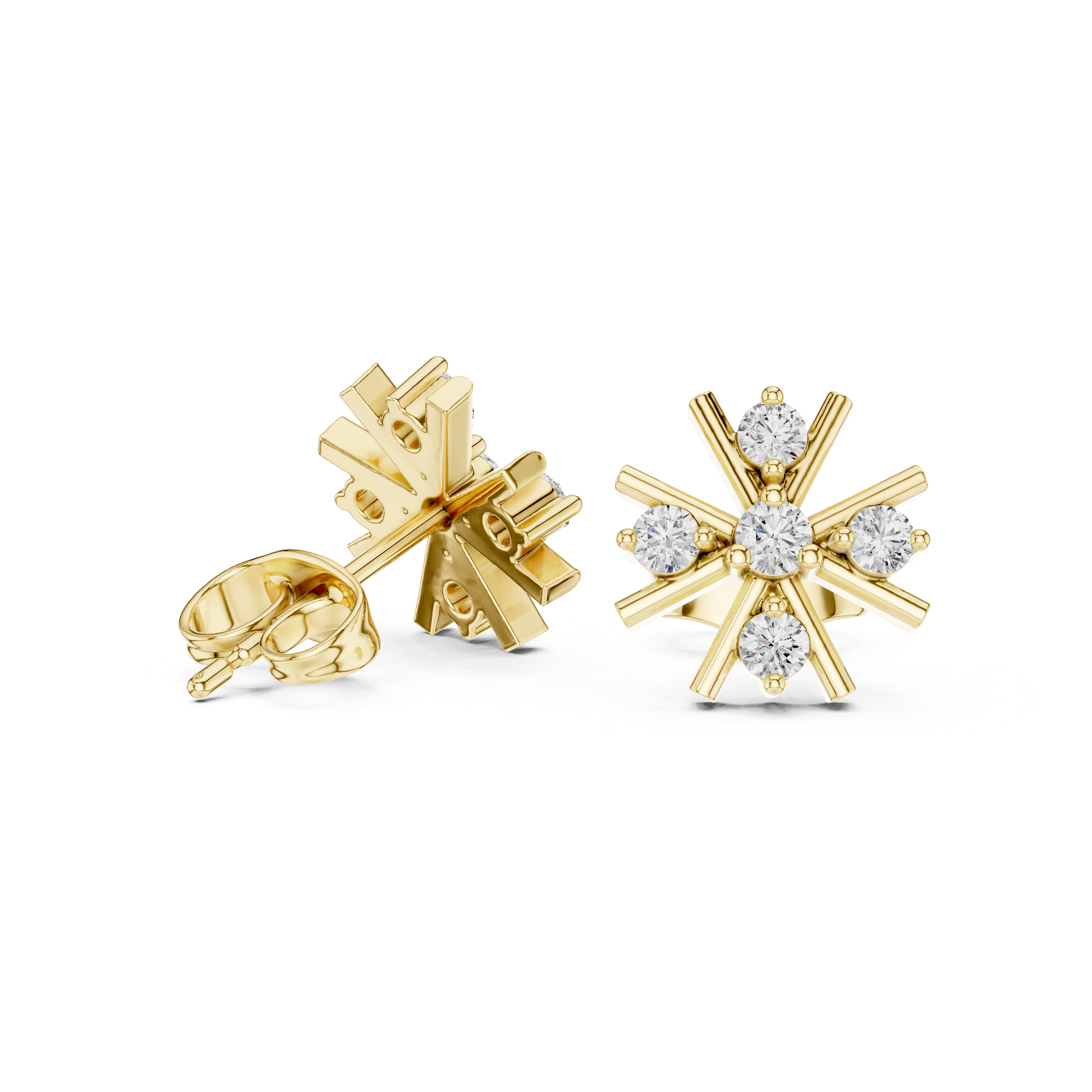Starburst Diamond Stud Earrings.