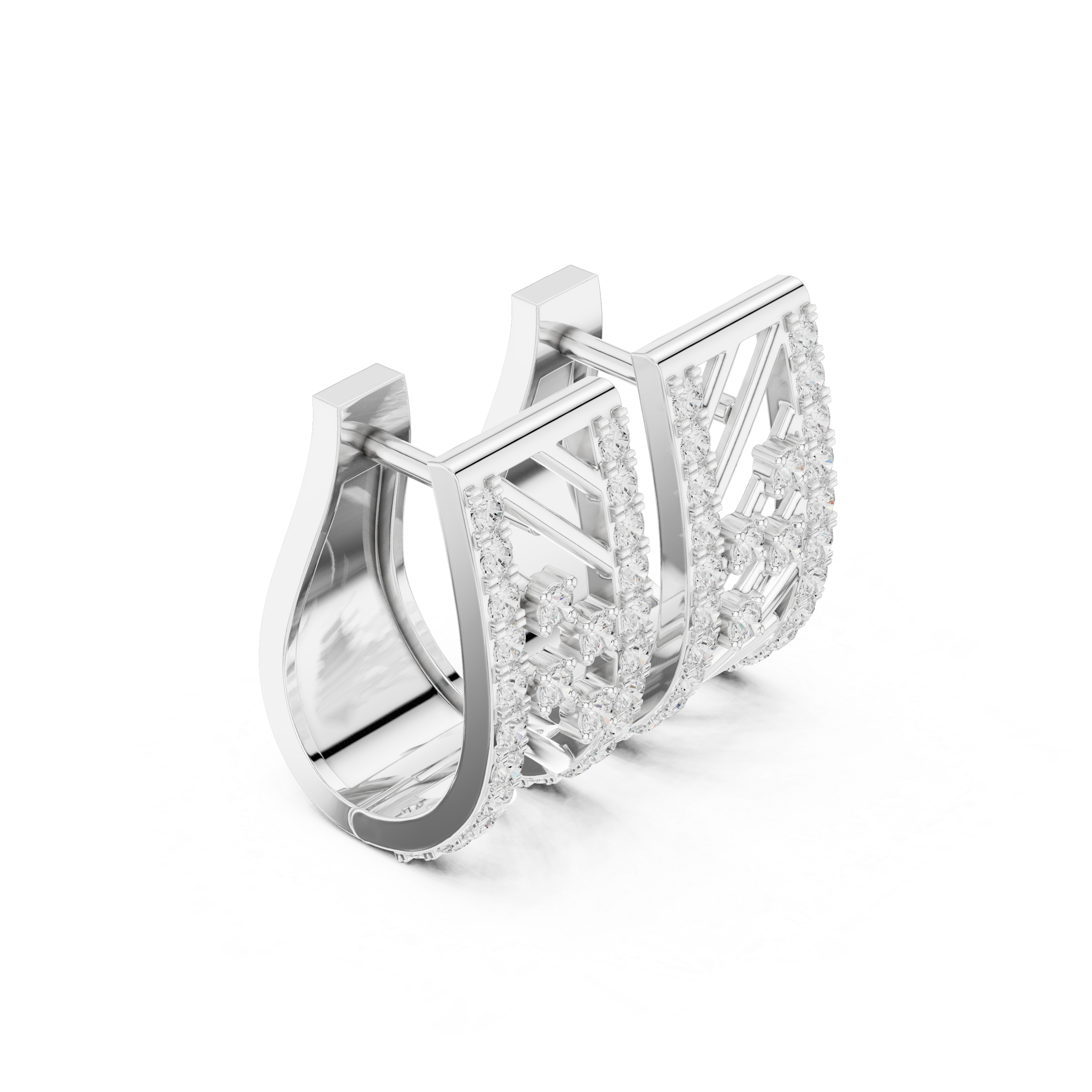 Radiant Stripes Diamond Hoop Earrings