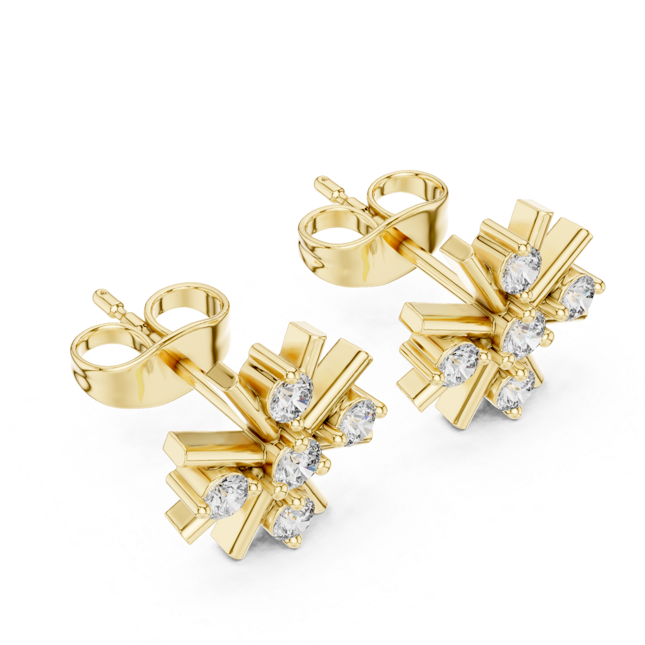 Starburst Diamond Stud Earrings.