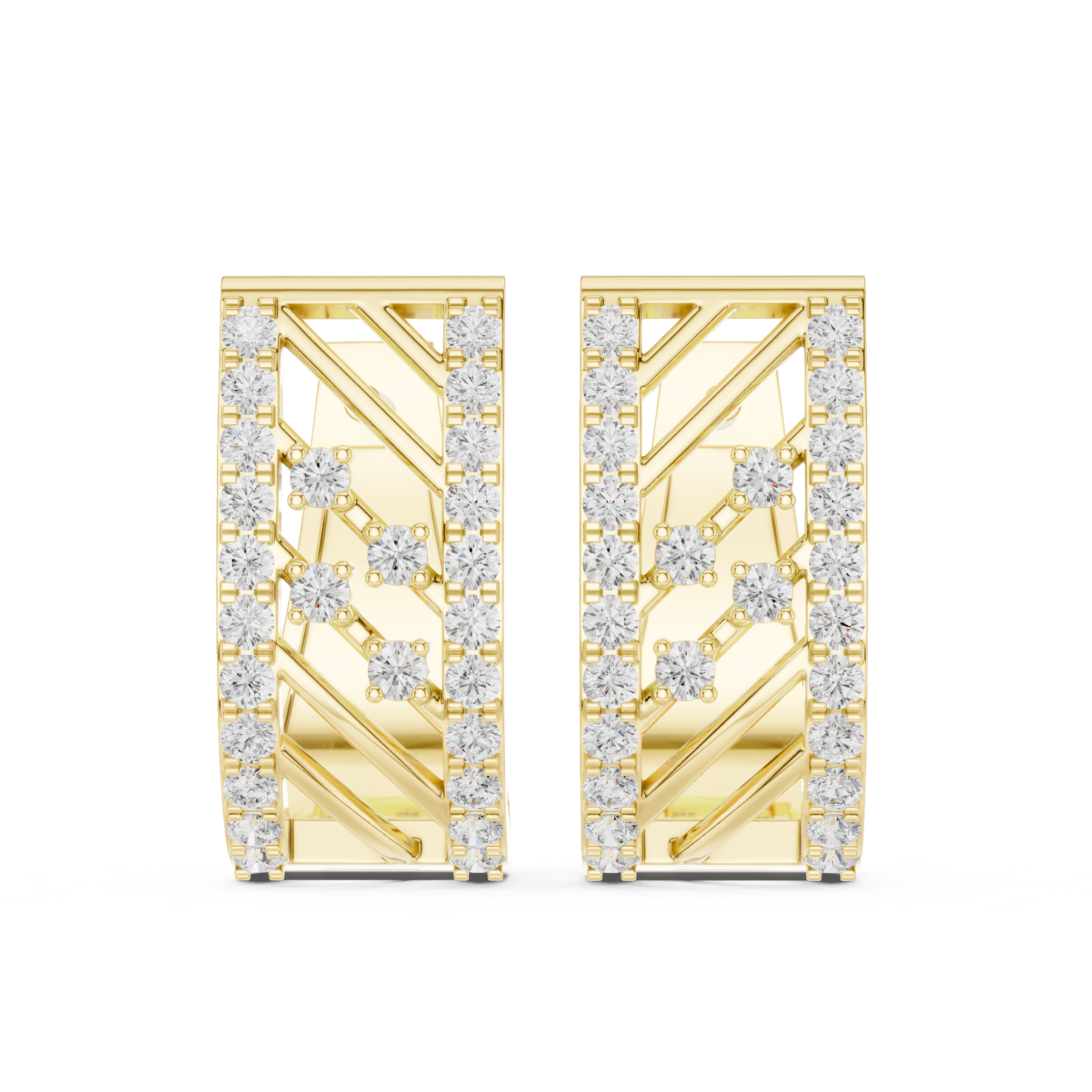 Radiant Stripes Diamond Hoop Earrings