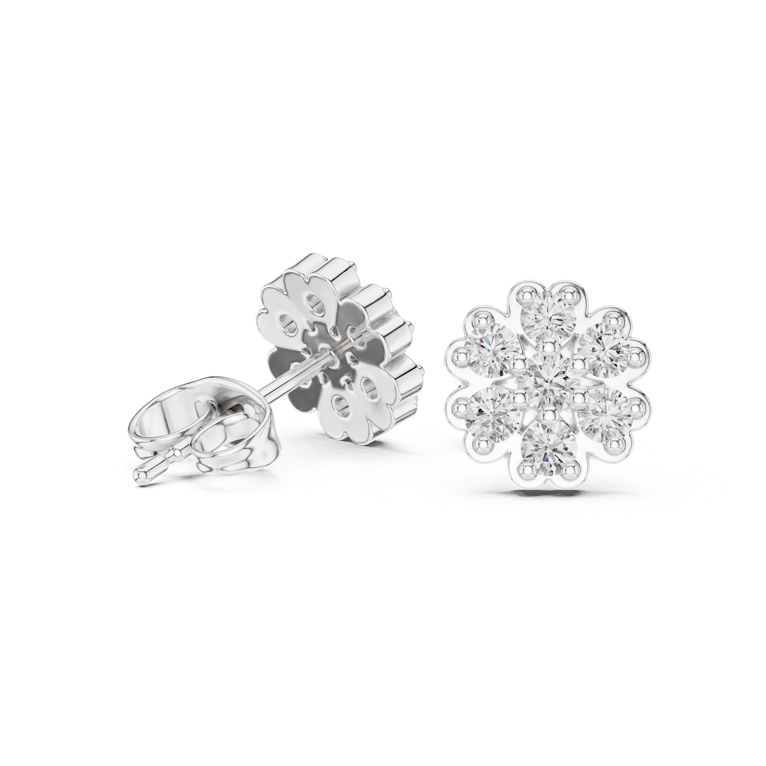 Floral cluster Diamond Stud Earrings.