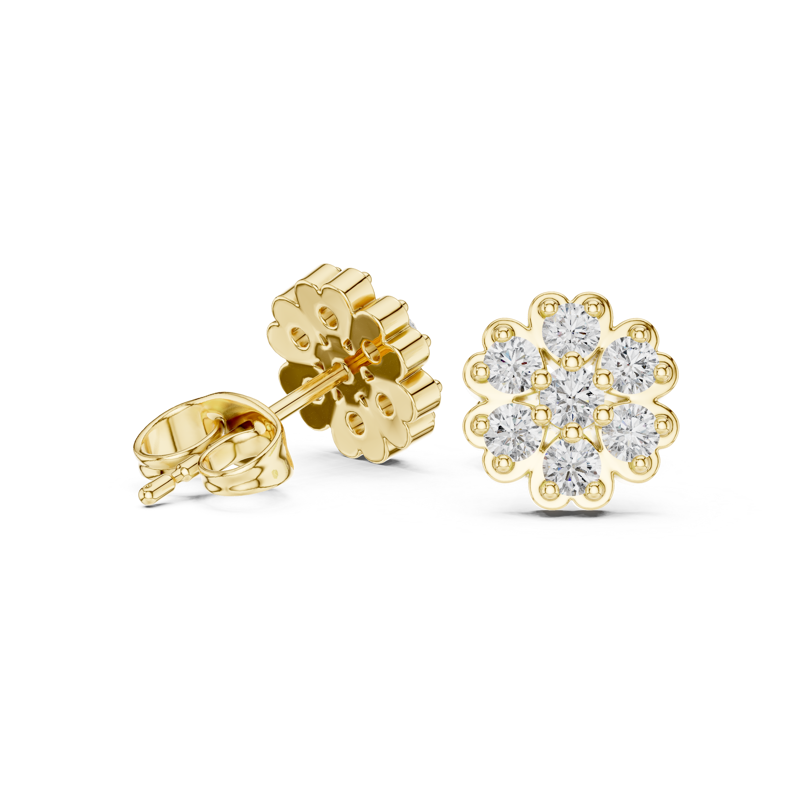 Floral cluster Diamond Stud Earrings.