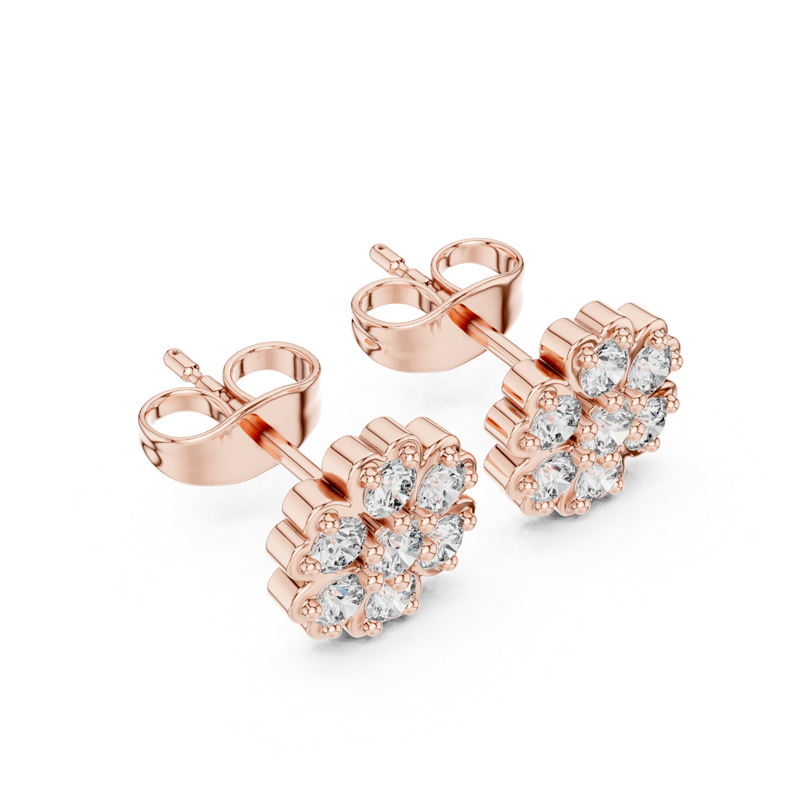 Floral cluster Diamond Stud Earrings.