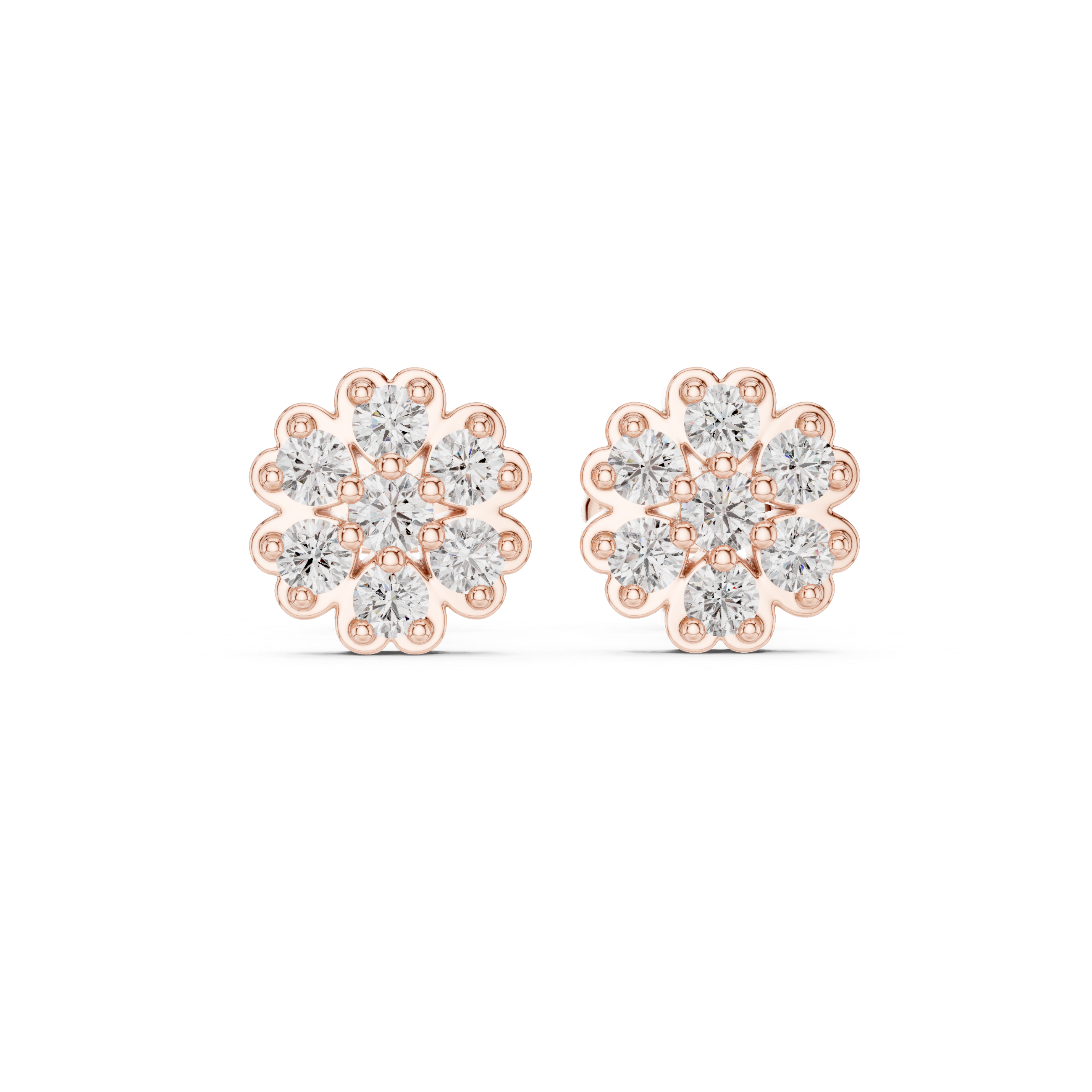 Floral cluster Diamond Stud Earrings.