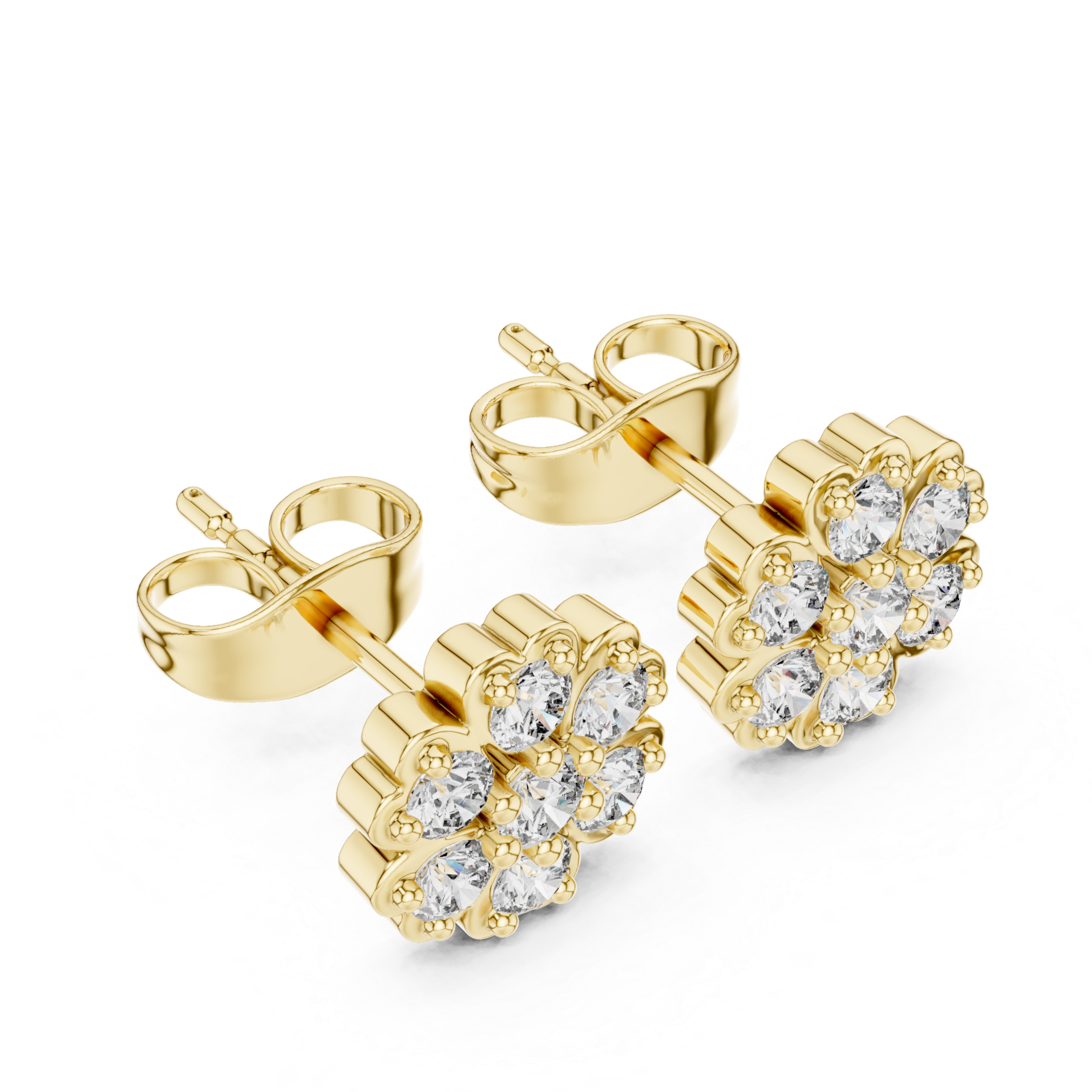 Floral cluster Diamond Stud Earrings.