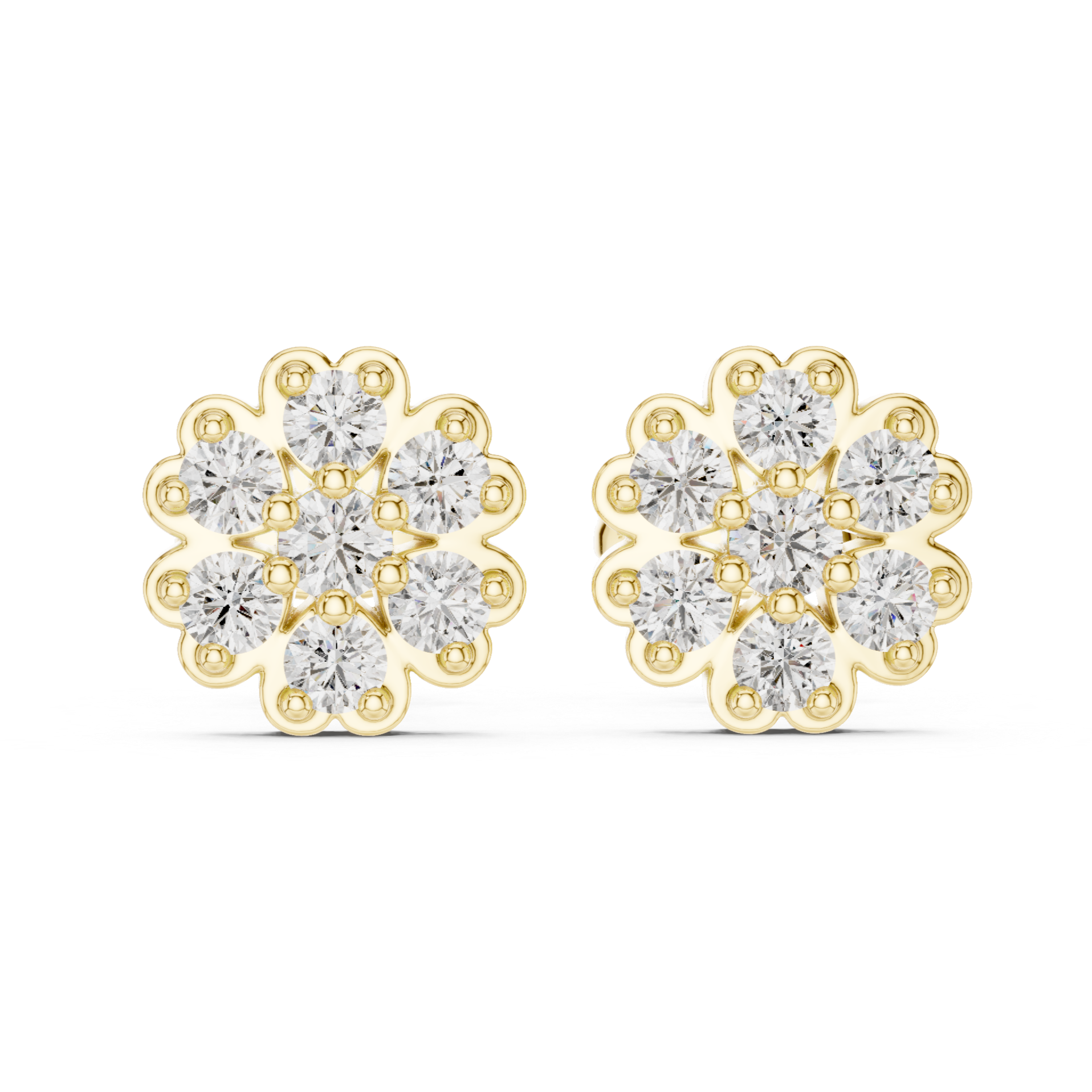 Floral cluster Diamond Stud Earrings.