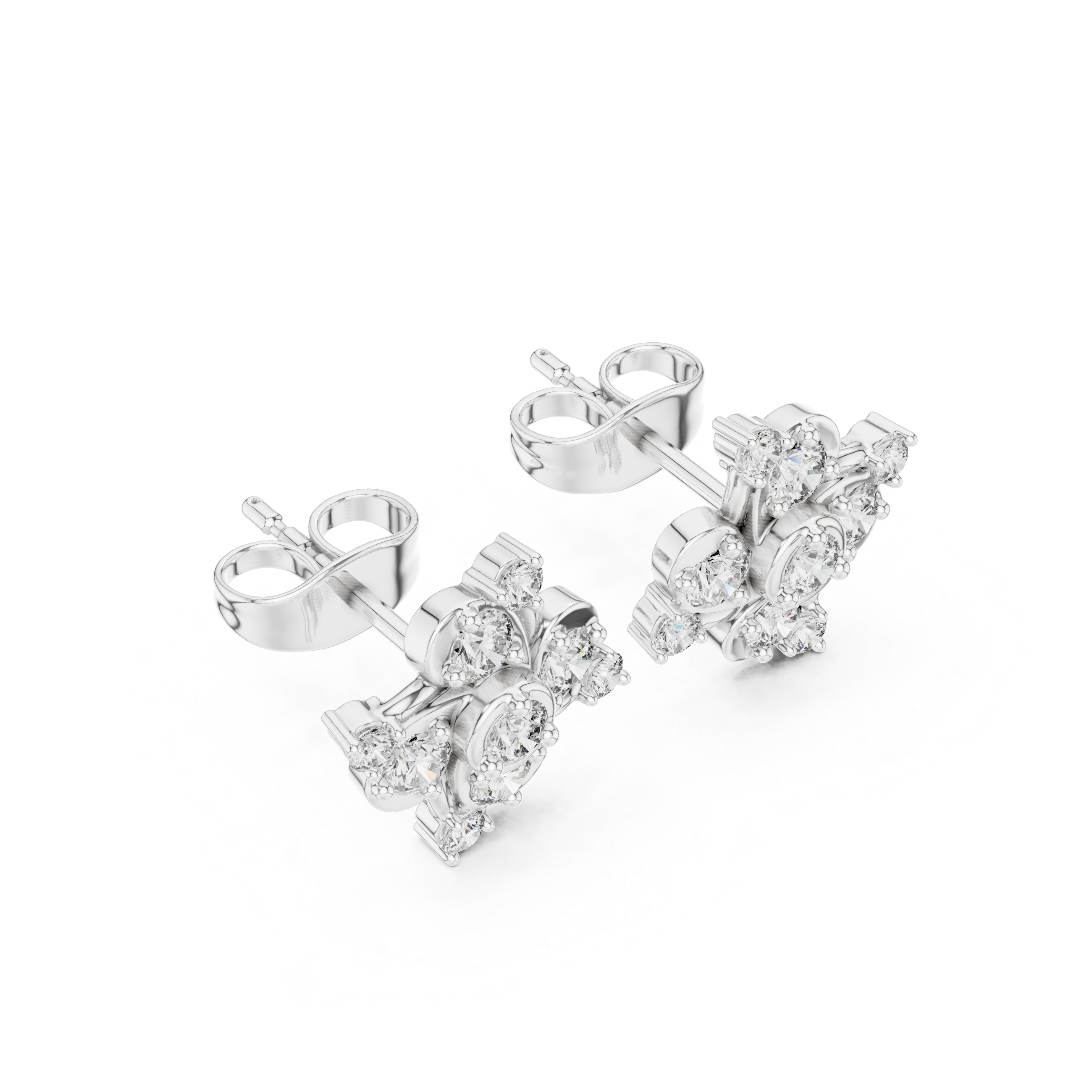 cluster Diamond Stud Earrings