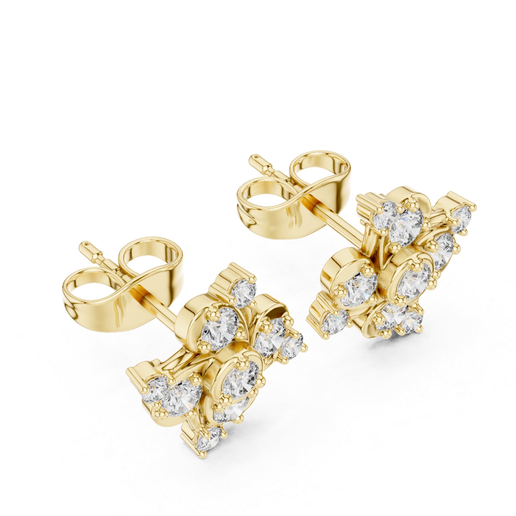 cluster Diamond Stud Earrings