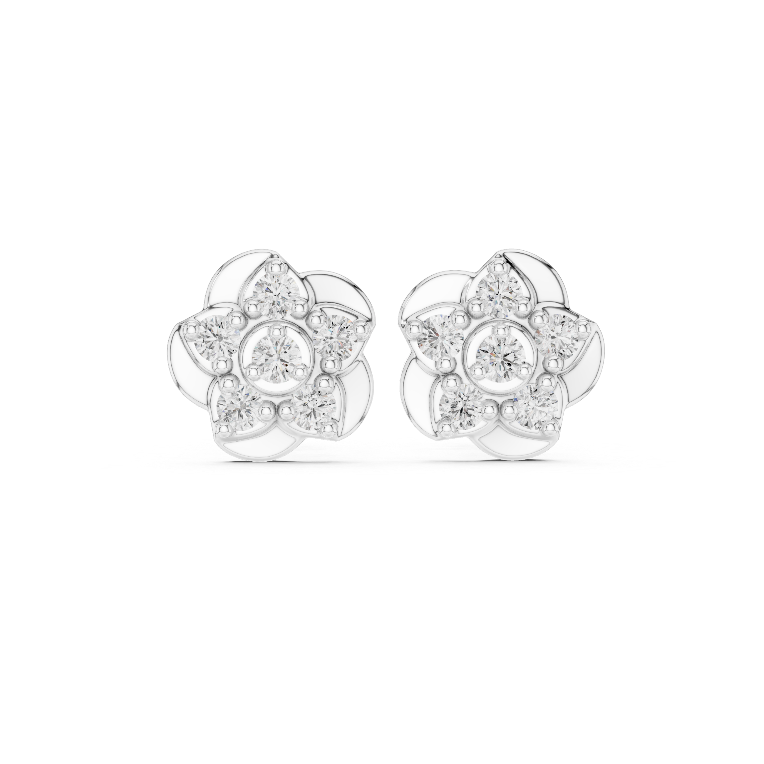 Floral Halo Diamond Stud Earrings.