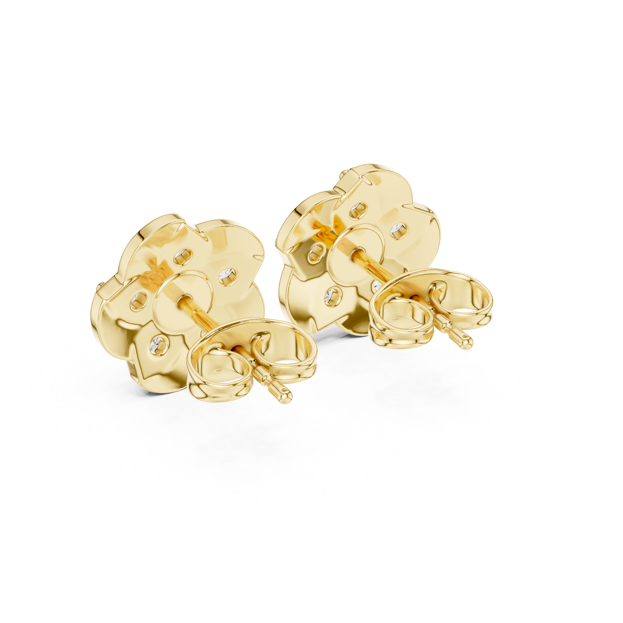 Floral Halo Diamond Stud Earrings.