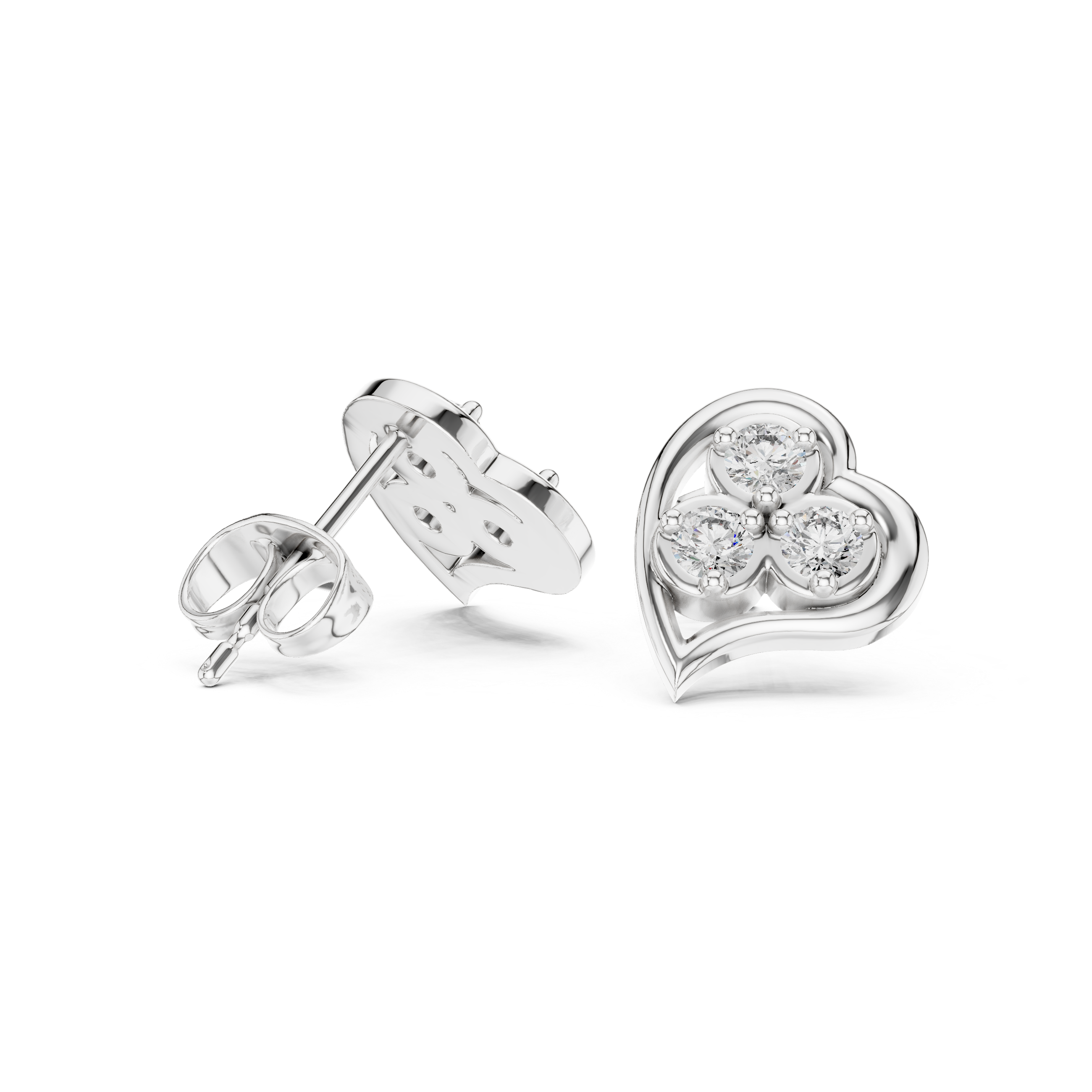 Heart-Shaped Diamond cluster Stud Earrings.