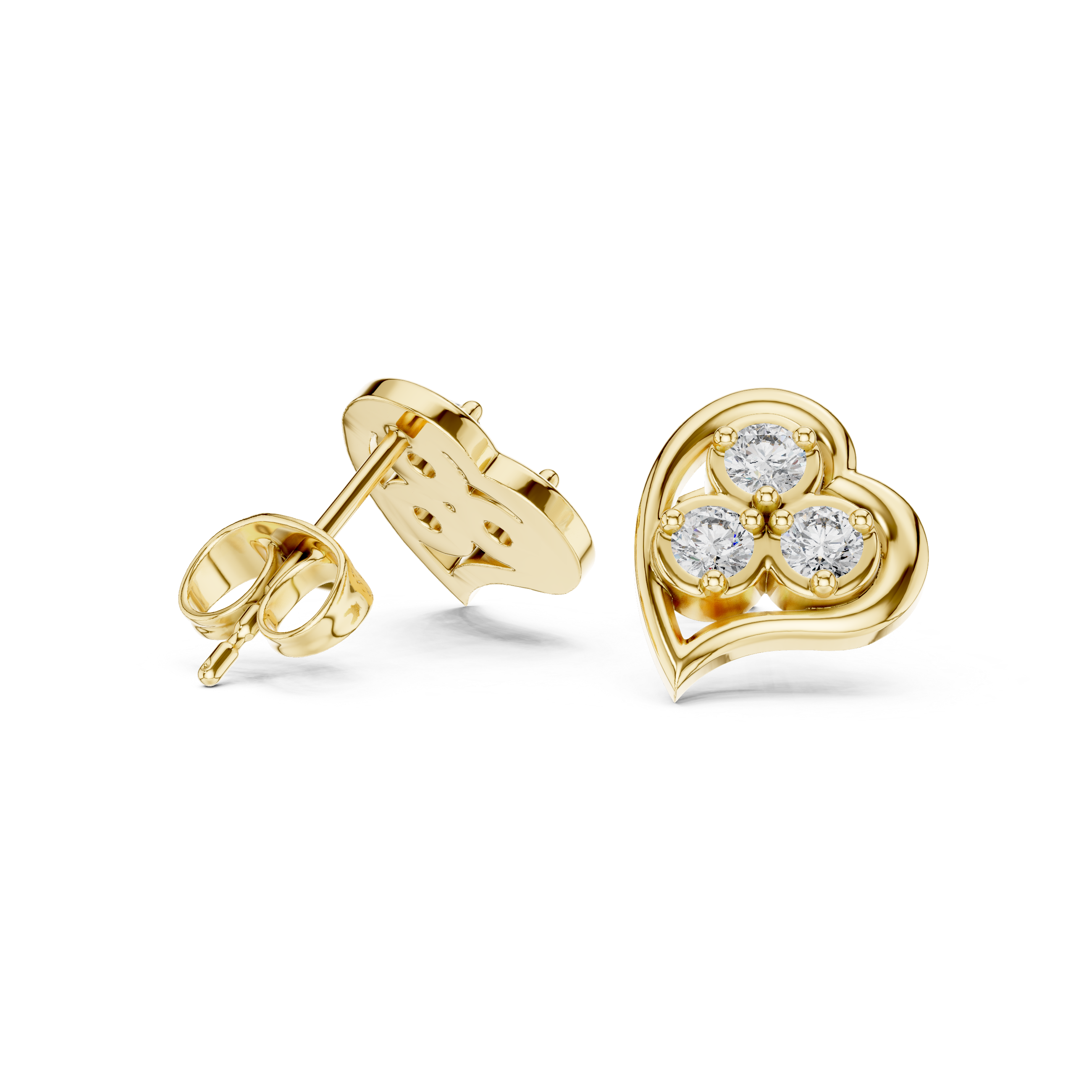 Heart-Shaped Diamond cluster Stud Earrings.