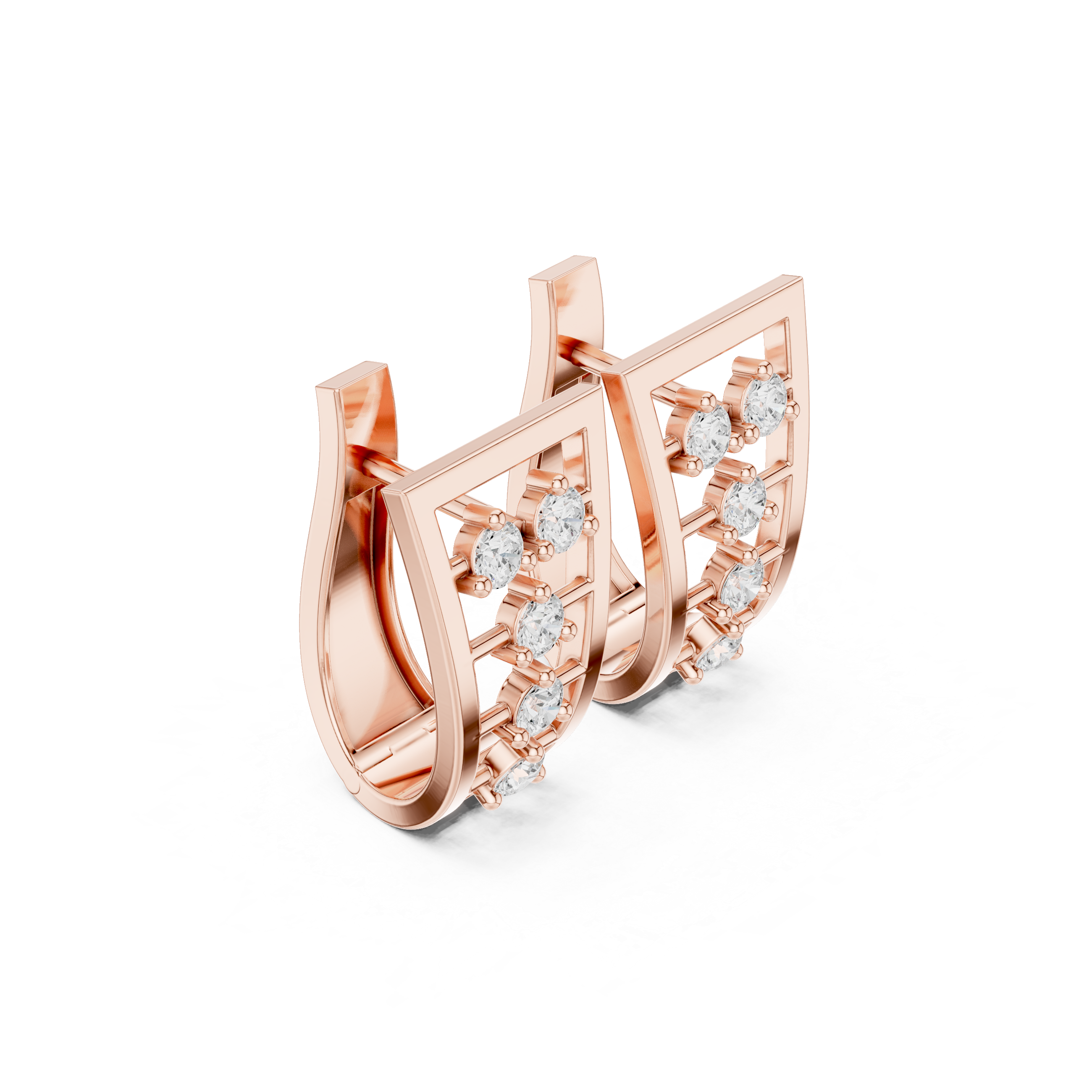 Diamond Grid-Pattern Earrings