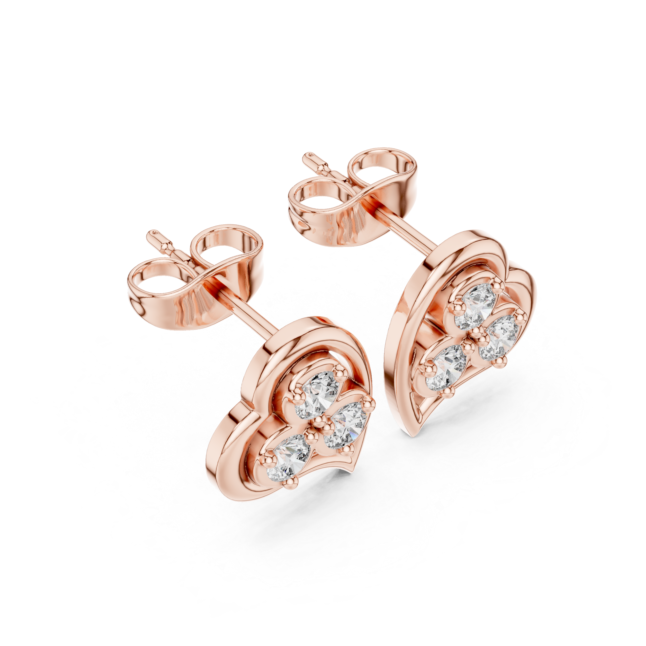 Heart-Shaped Diamond cluster Stud Earrings.