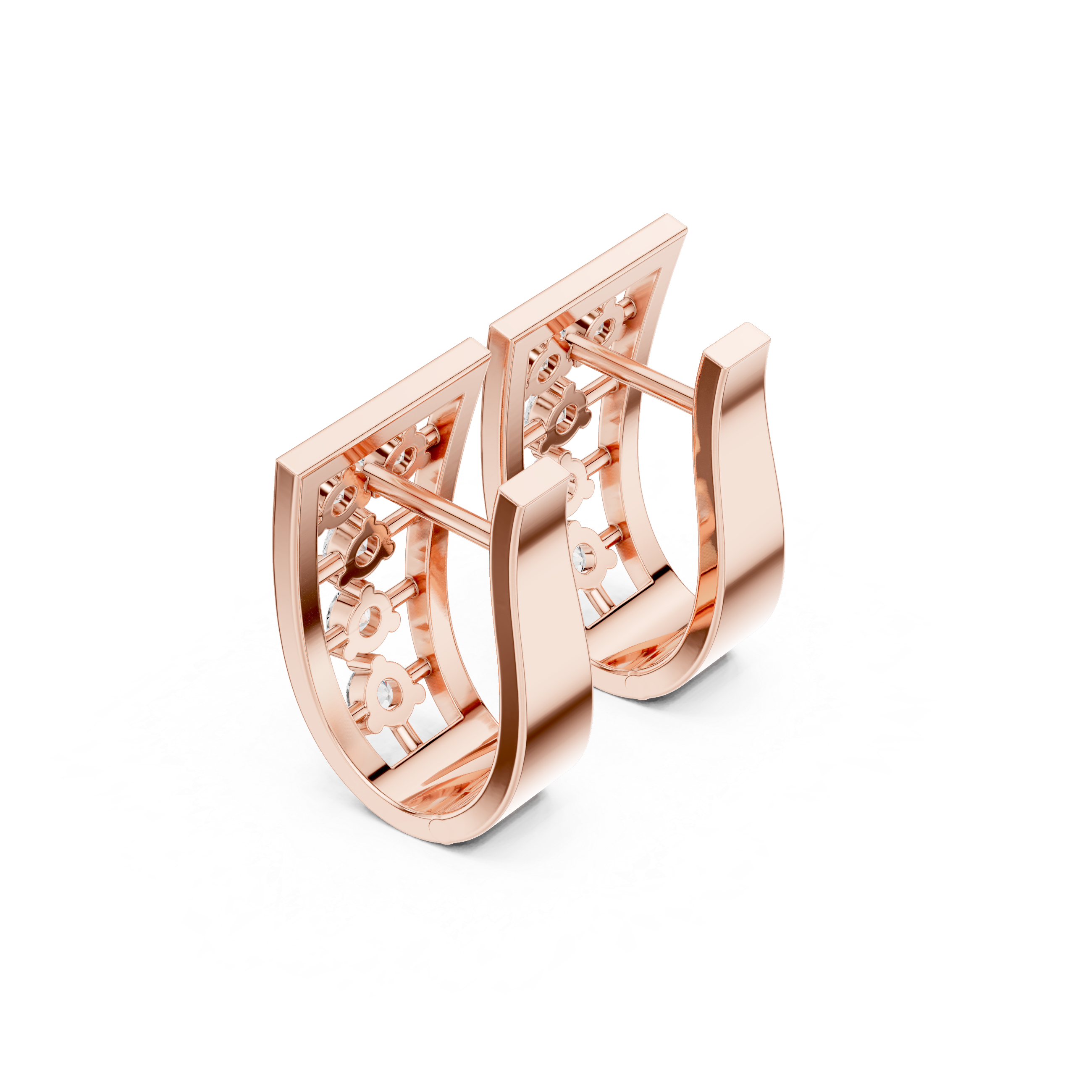 Diamond Grid-Pattern Earrings