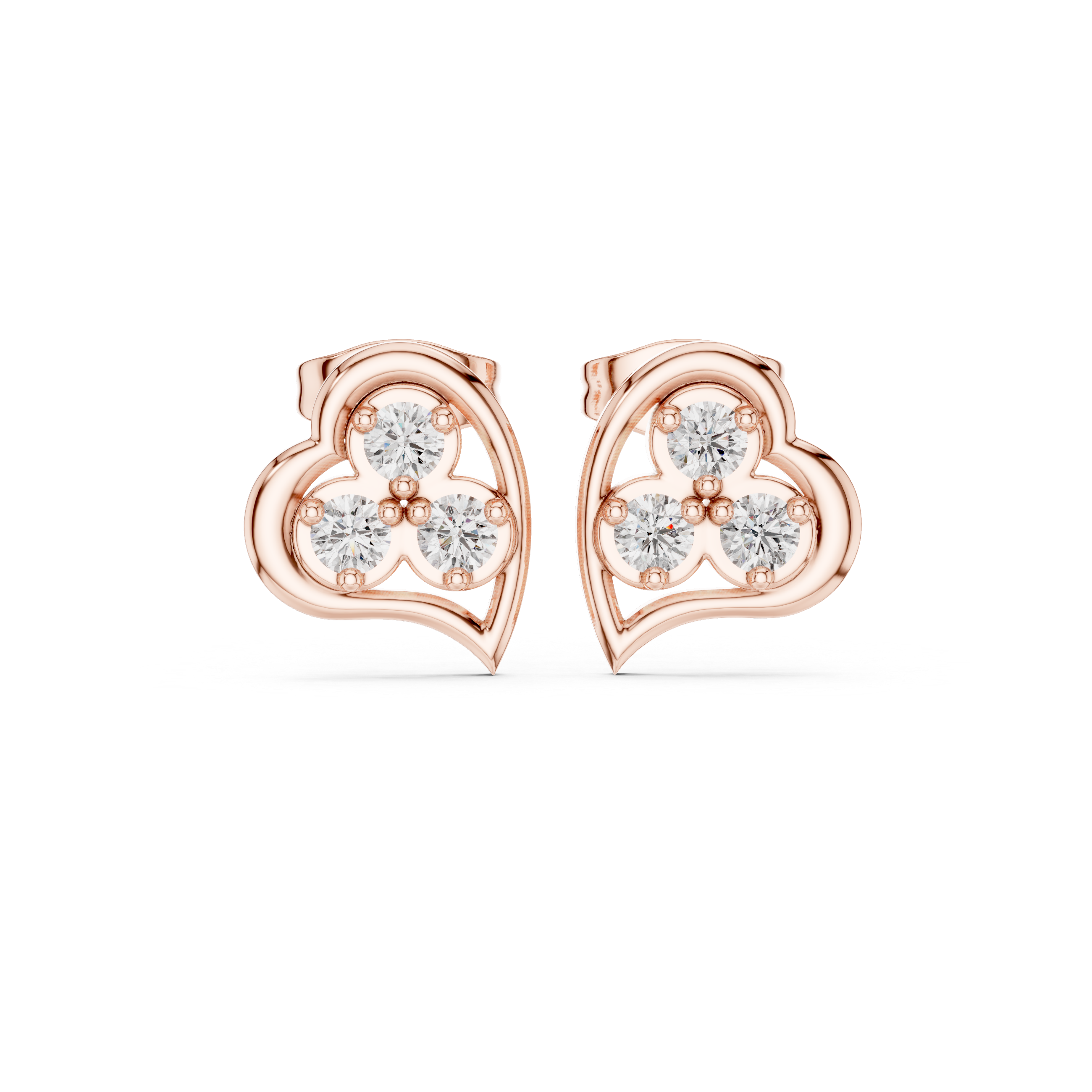 Heart-Shaped Diamond cluster Stud Earrings.