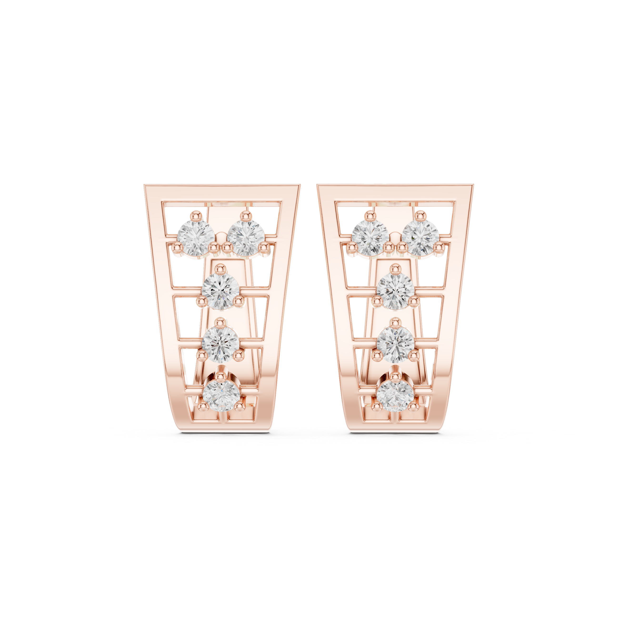 Diamond Grid-Pattern Earrings