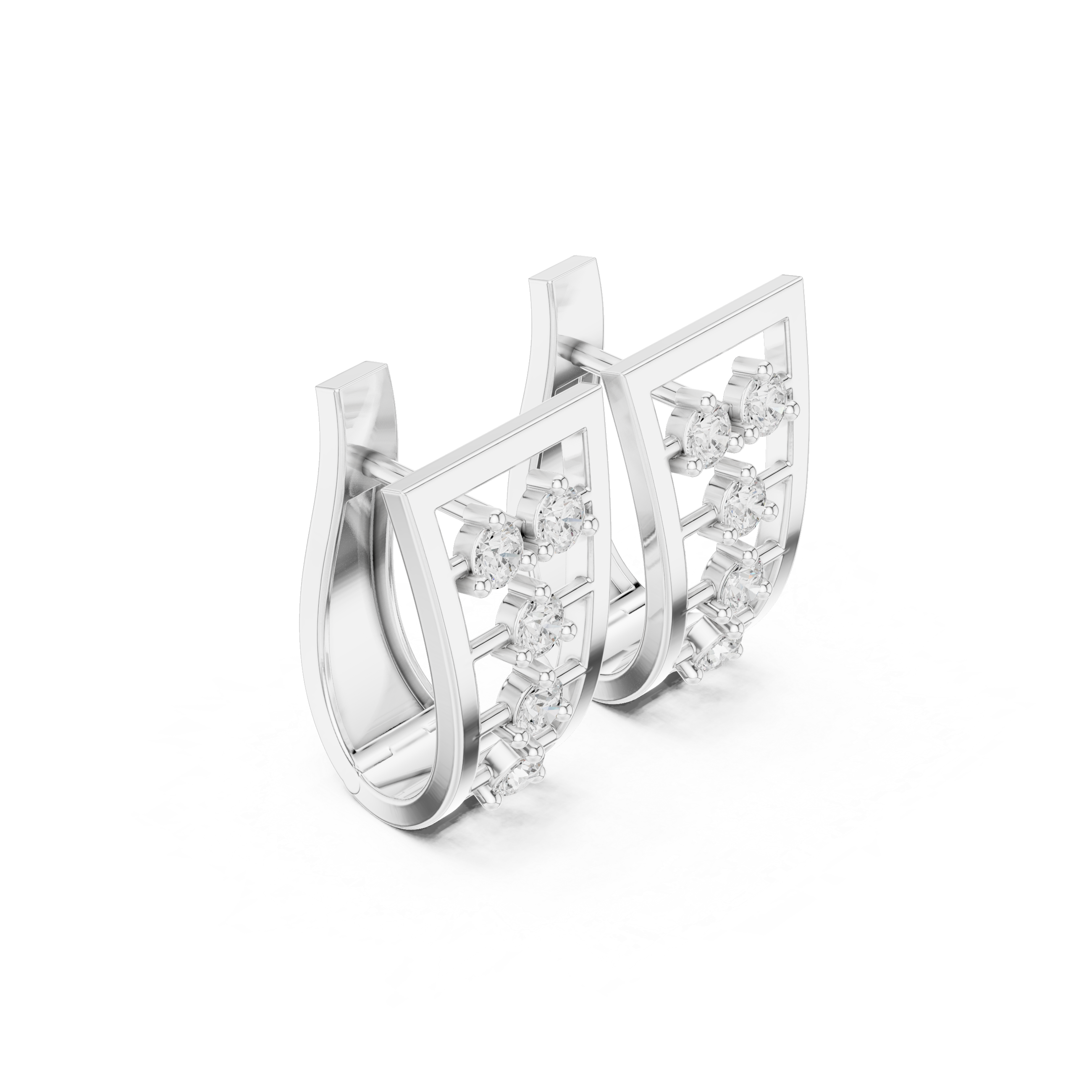 Diamond Grid-Pattern Earrings