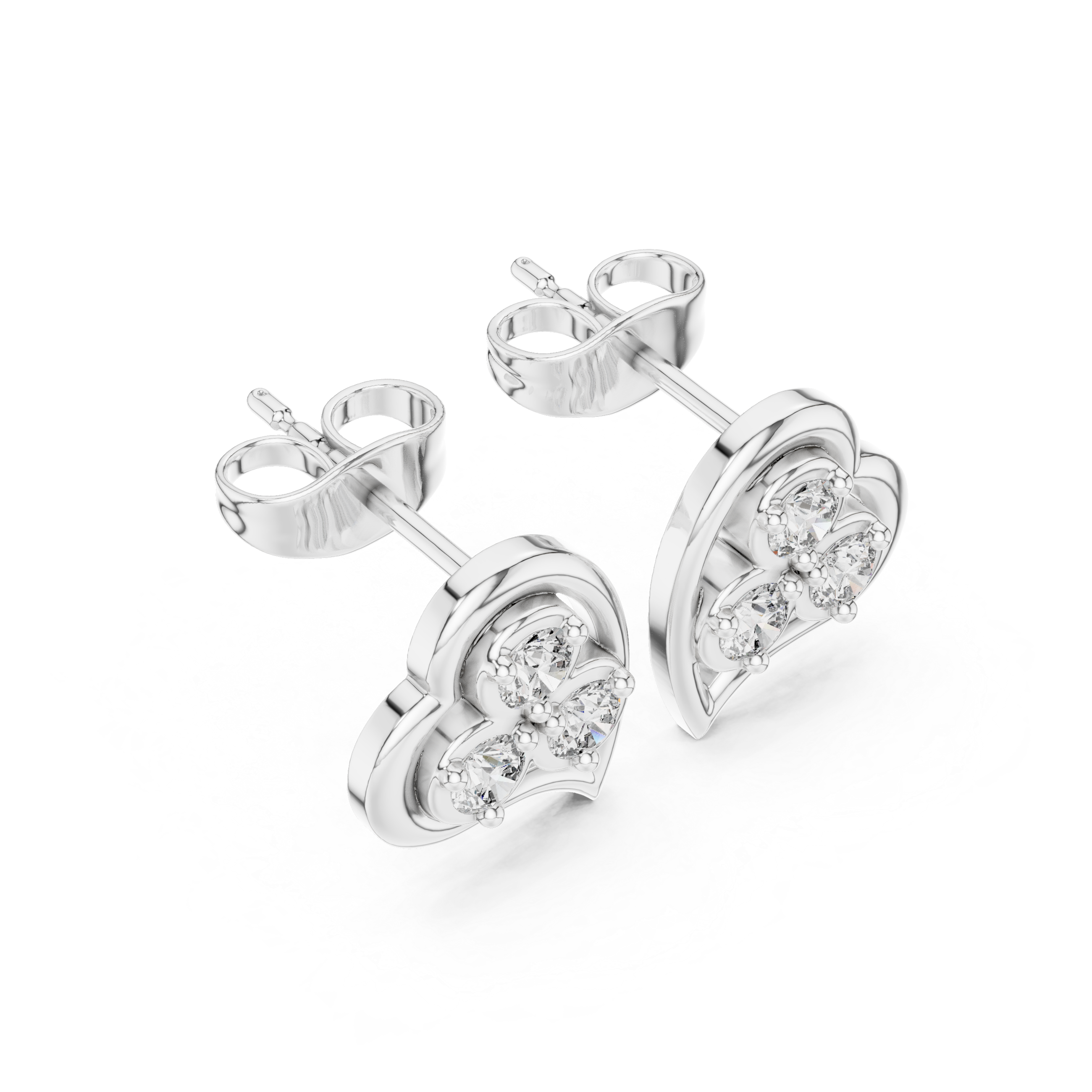 Heart-Shaped Diamond cluster Stud Earrings.