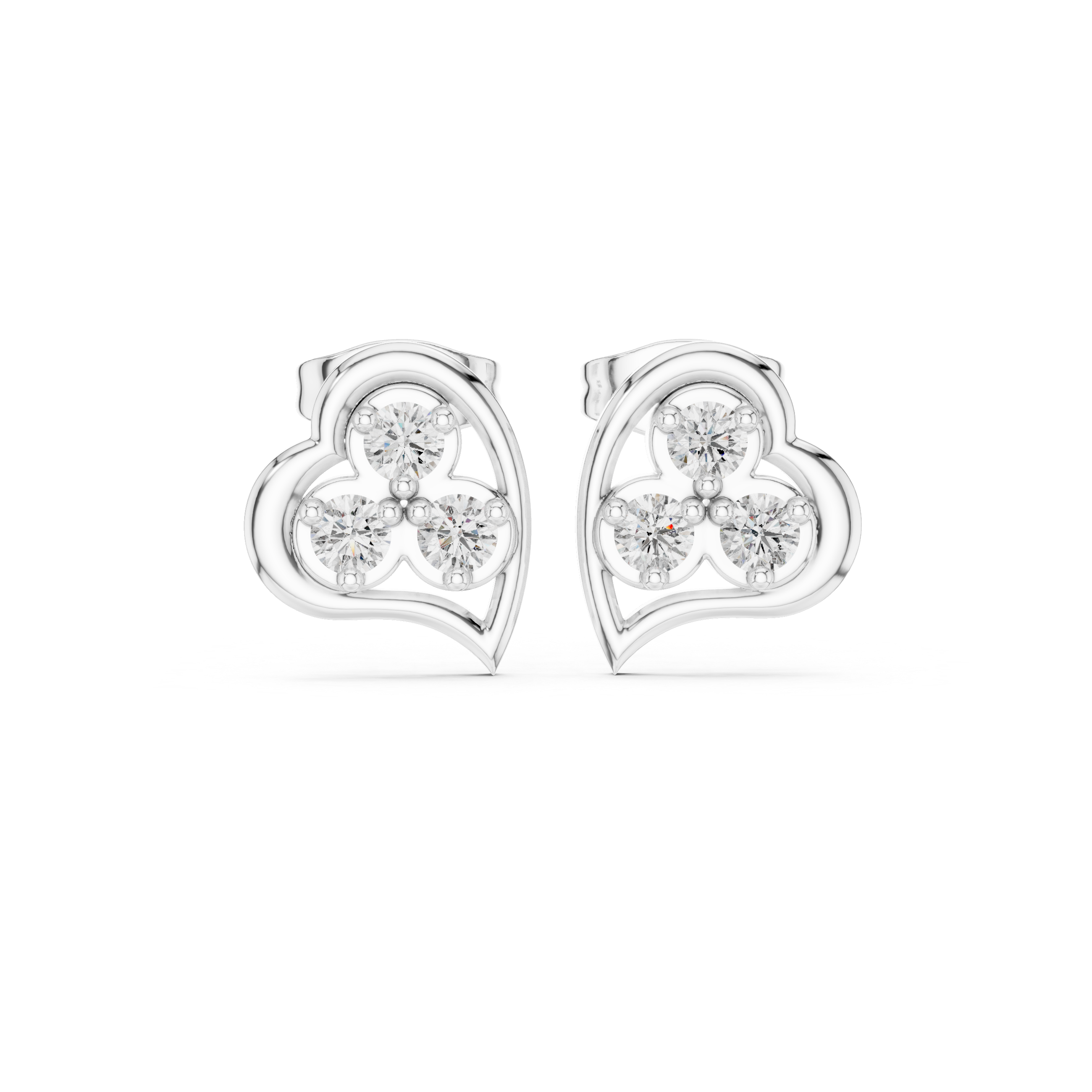Heart-Shaped Diamond cluster Stud Earrings.